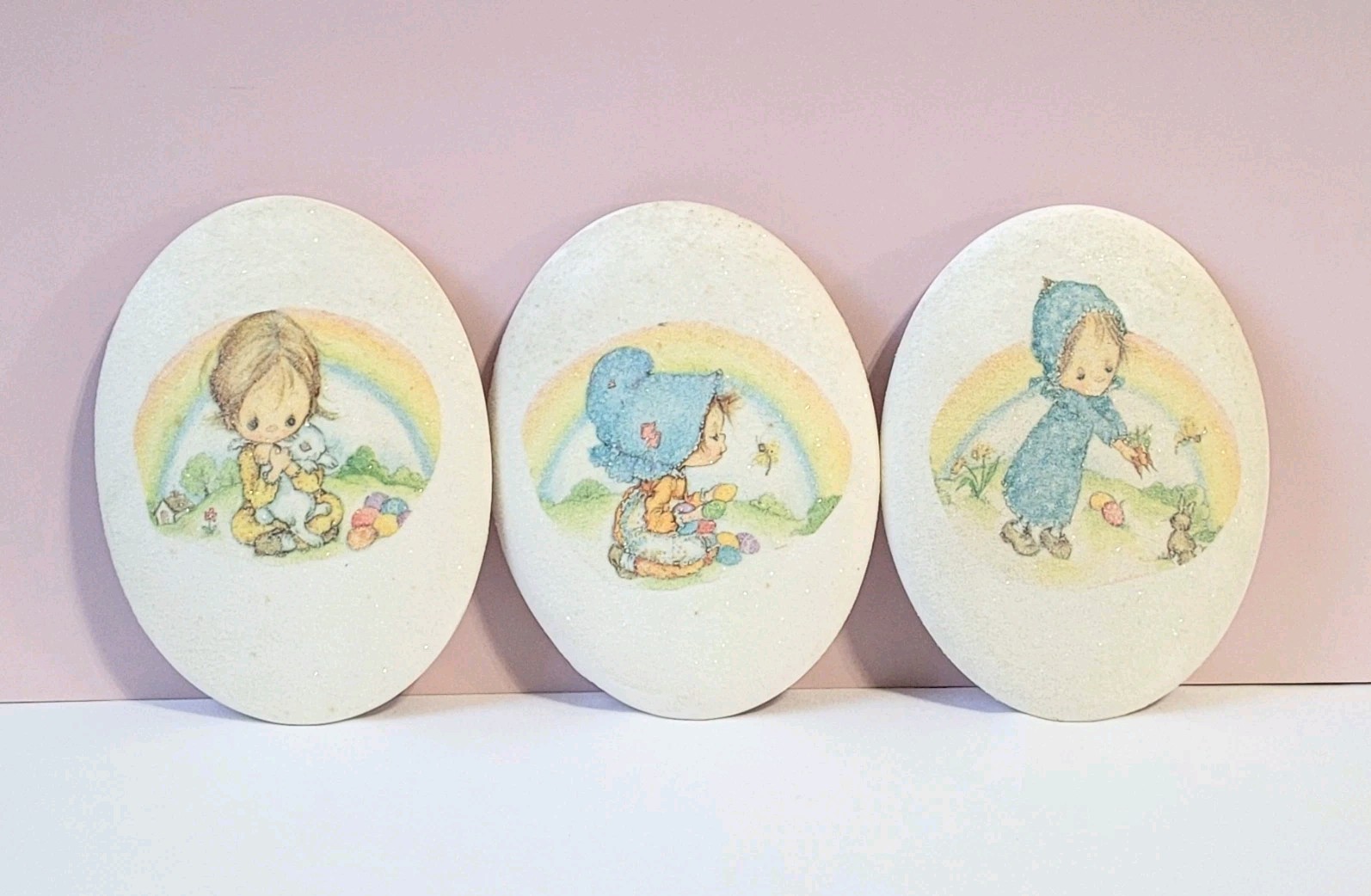 Vintage 1970s Betsey Clark Plaster Wall Plaques - Set of 3 - Whimsical Rainbow Vintage 1970s Betsey Clark Plaster Wall Plaques - Set of 3 - Whimsical Rainbow
