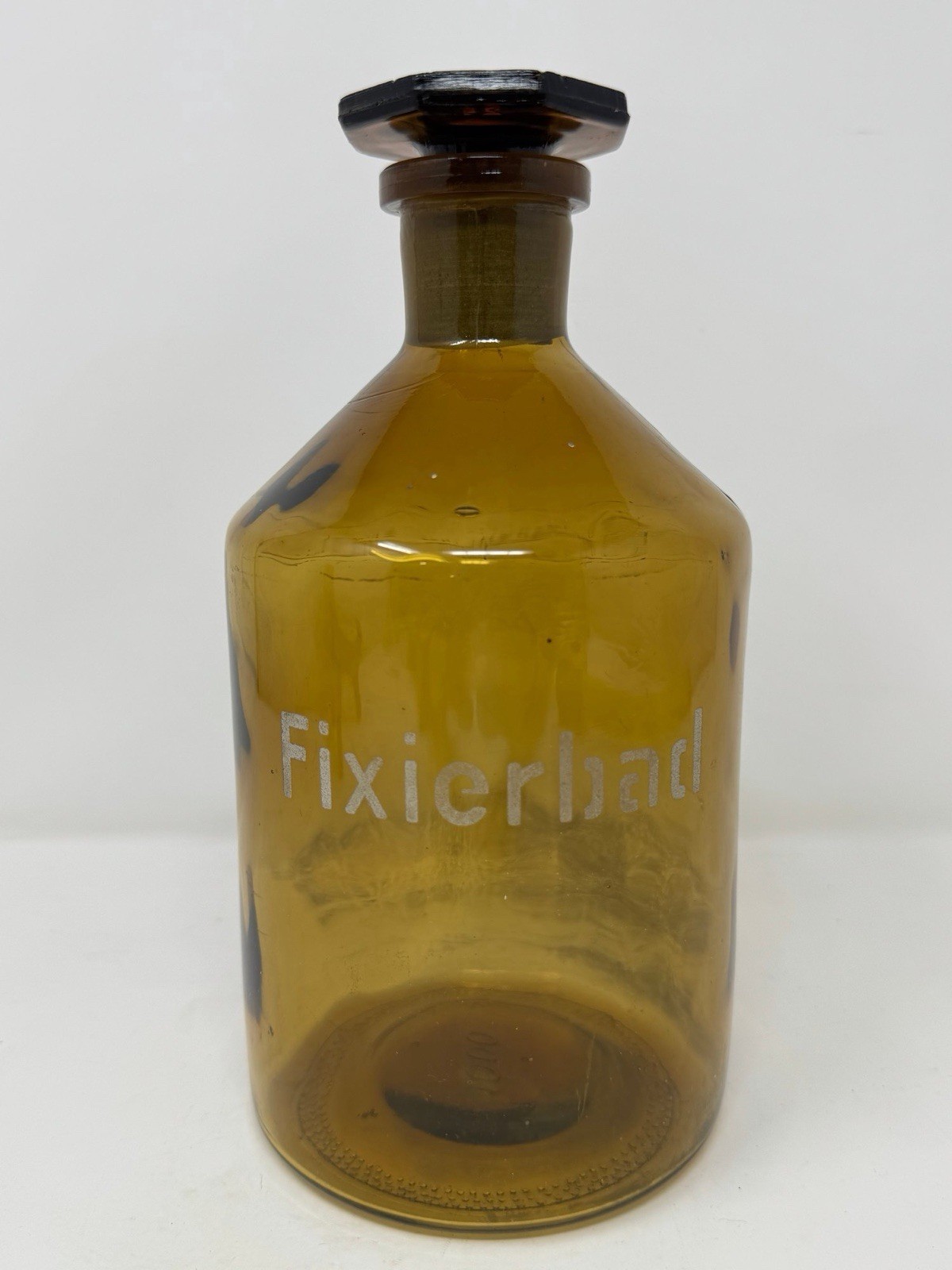 VTG amber glass photo laboratory bottle labeled w \