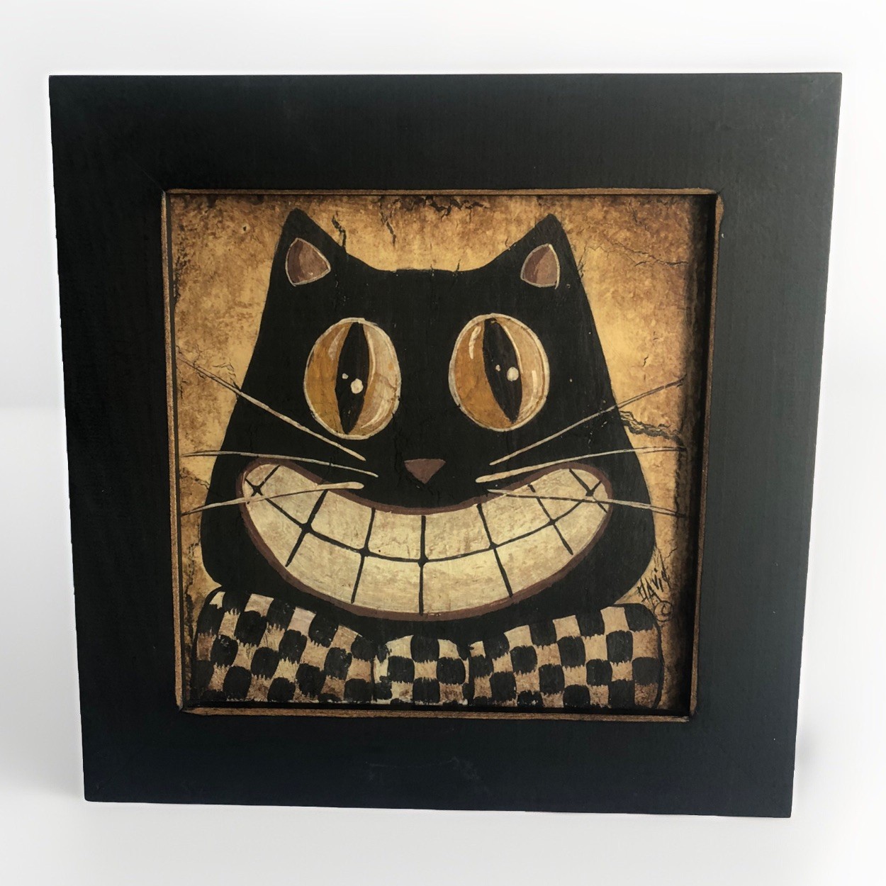 Folk Art By David Whimsical Cat Big Smile Signed David With A C In A Circle Folk Art By David Whimsical Cat Big Smile Signed David With A C In A Circle