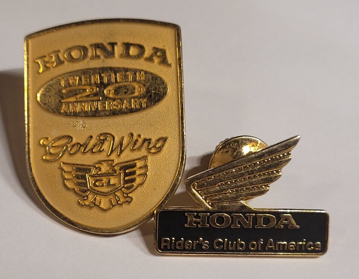 Vtg Lot 2 Honda Gold Wing Motorcycle Lapel Pin Pinback 20th Anniversary Biker Vtg Lot 2 Honda Gold Wing Motorcycle Lapel Pin Pinback 20th Anniversary Biker