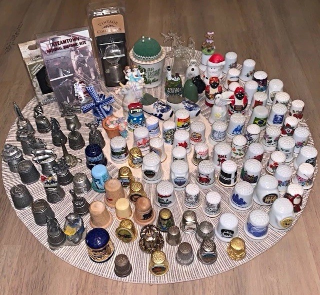 100+ Assorted Vintage Thimbles (1 Marked Sterling) & Pin Cushions 100+ Assorted Vintage Thimbles (1 Marked Sterling) & Pin Cushions