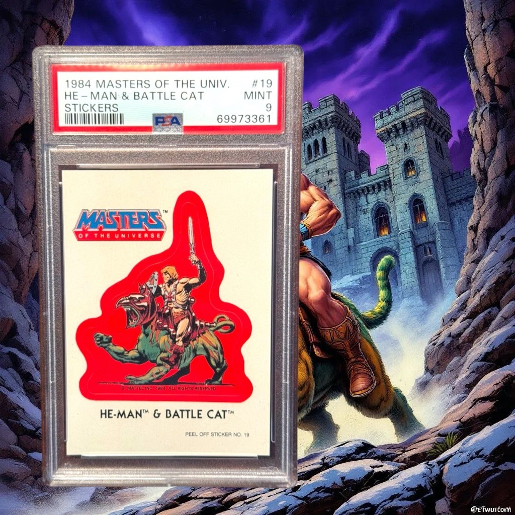 1984 Masters Of The Universe Stickers #19 He-Man & Battle Cat PSA 9 MINT