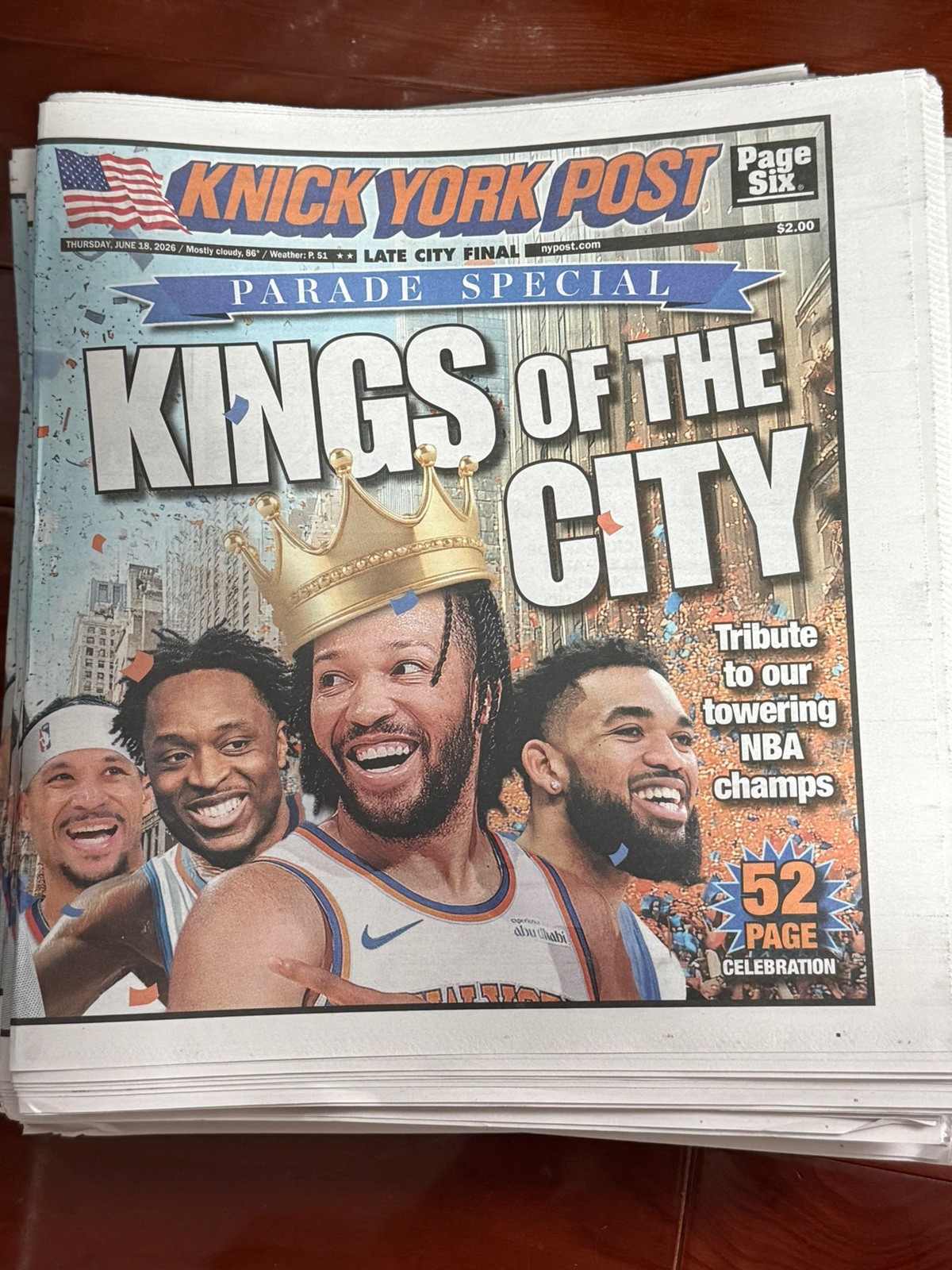 2026 Knick York Post Final Edition June 18 Parade Newspaper Knicks (IN HAND) 2026 Knick York Post Final Edition June 18 Parade Newspaper Knicks (IN HAND)