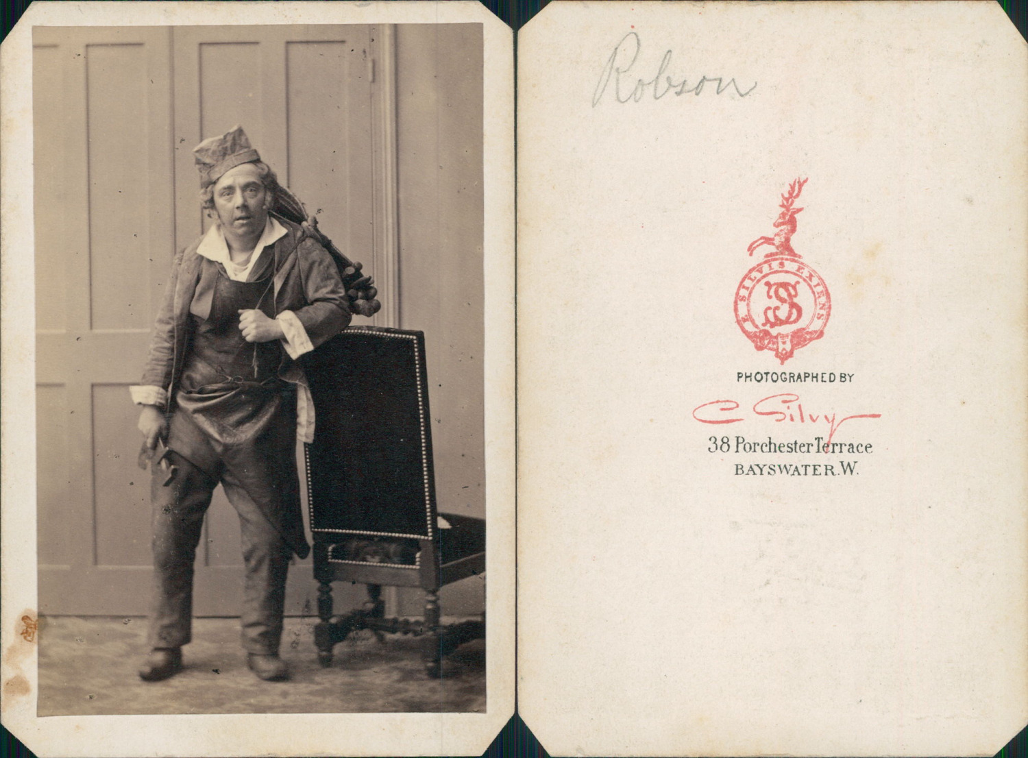 Camille Silvy, London, Fredrick Robson, actor, (1822? - 1863) Vintage CDV Album