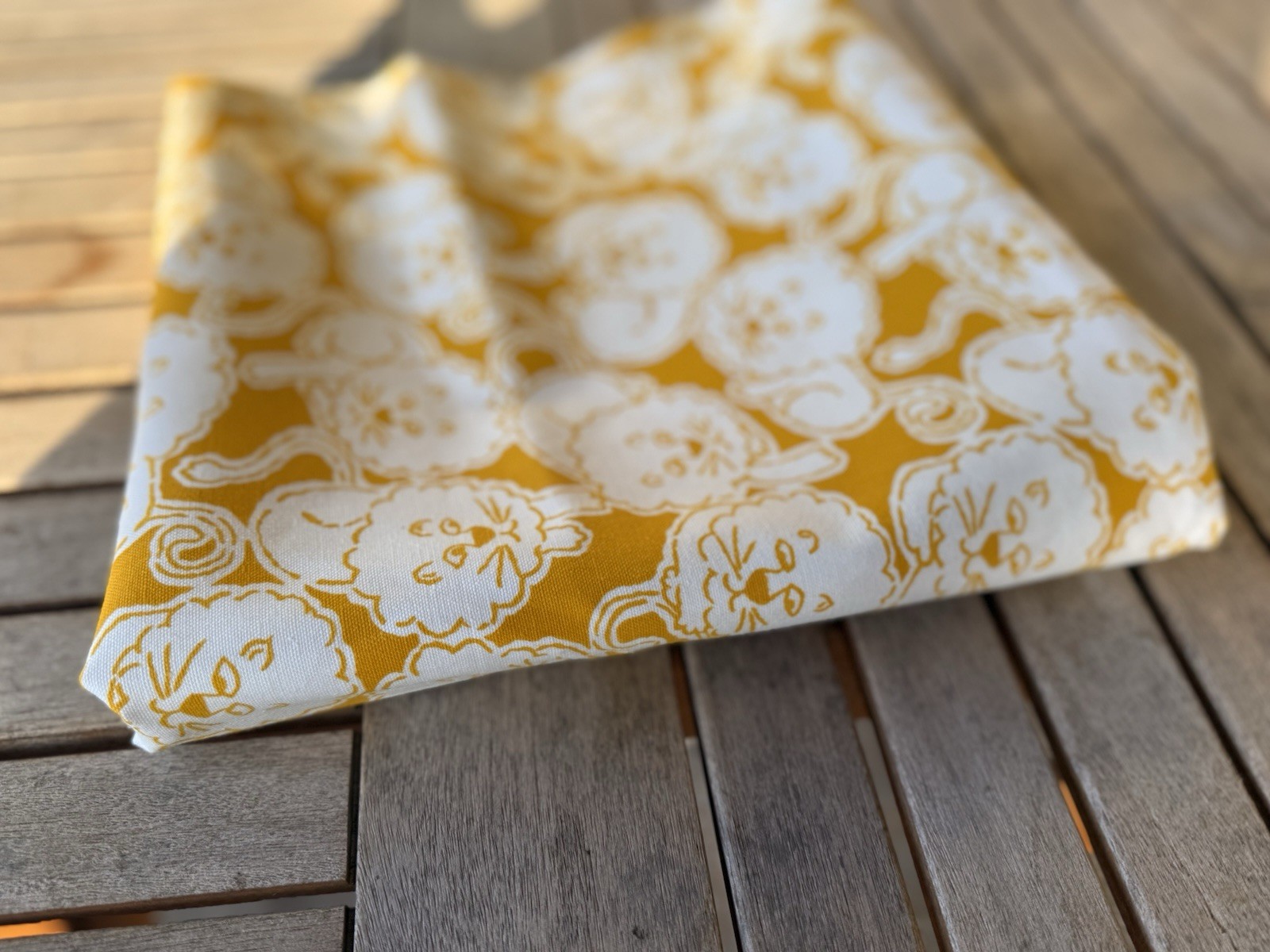 Vintage 1970s Fabric Lion Print Material Yellow Gold 2.5 Yards
