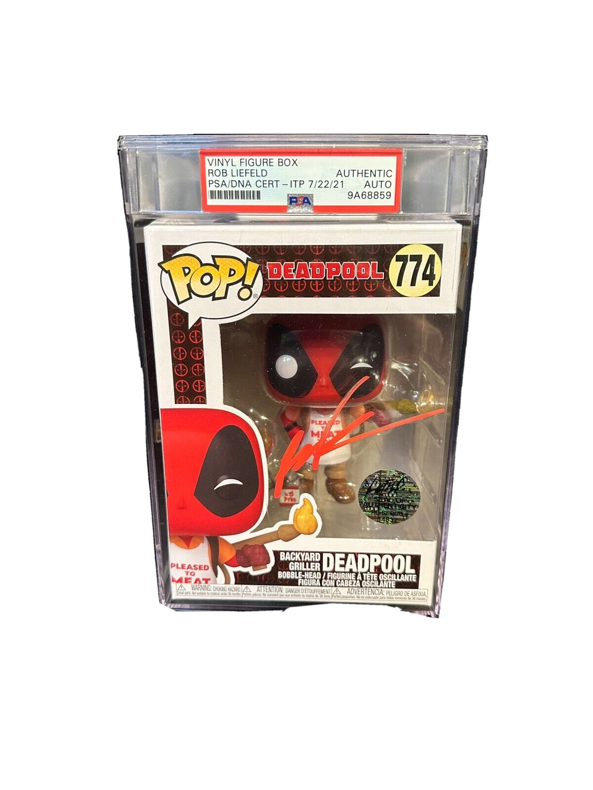 Backyard Griller Deadpool 774 Funko POP SIGNED BY ROB LIEFELD + PSA AUTH