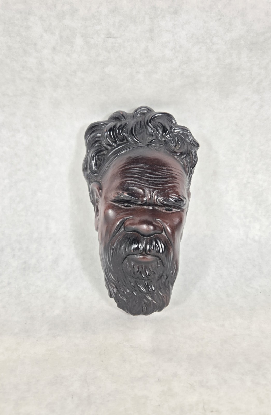 Vintage Hard Rubber ? ABORIGINAL Man Head Plaque Tribal Wall Art #51 Australia Vintage Hard Rubber ? ABORIGINAL Man Head Plaque Tribal Wall Art #51 Australia