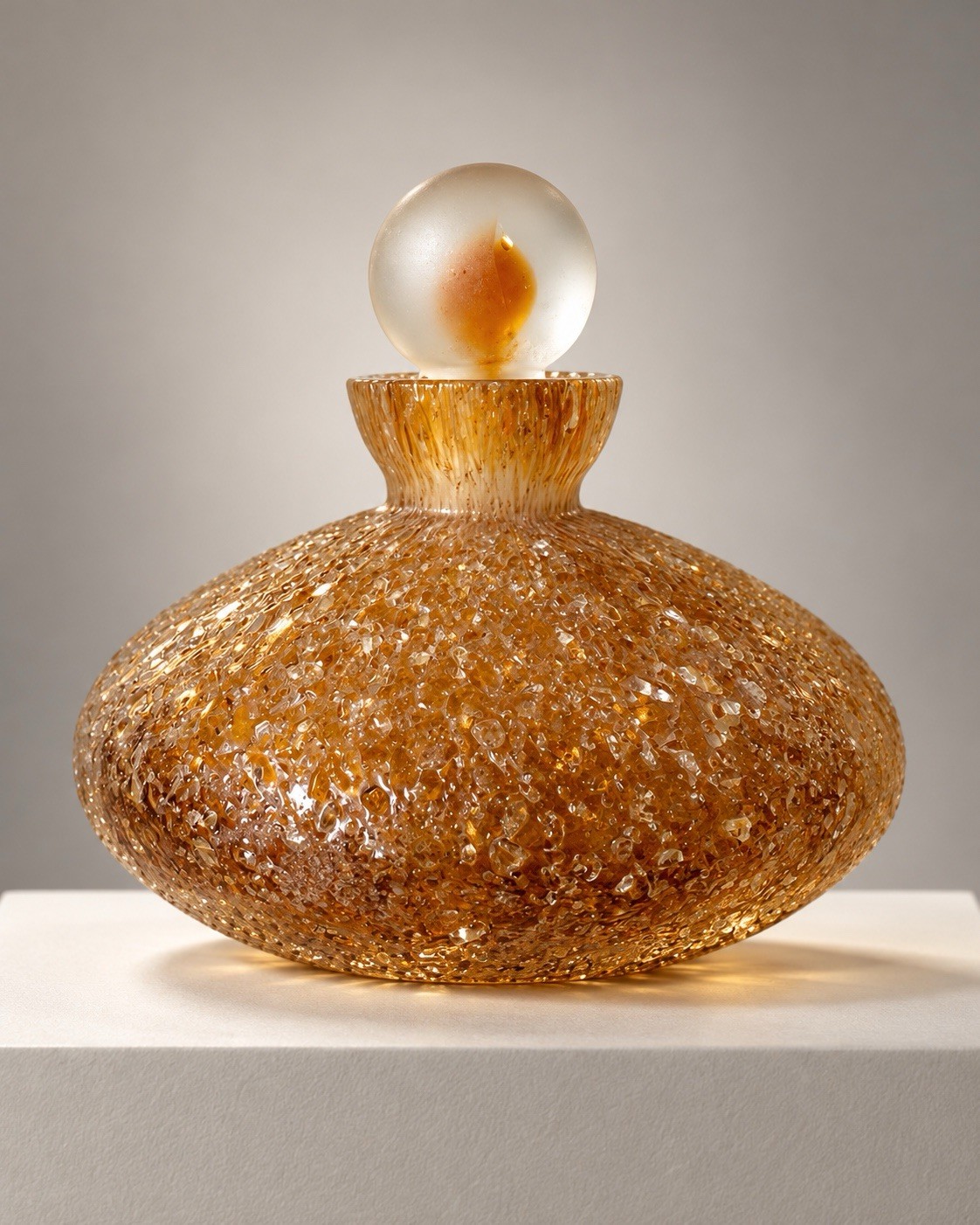 Vintage Fifth Avenue Crystal Amber Geode Perfume Bot Frosted Glass Stopper 4.5” Vintage Fifth Avenue Crystal Amber Geode Perfume Bot Frosted Glass Stopper 4.5”