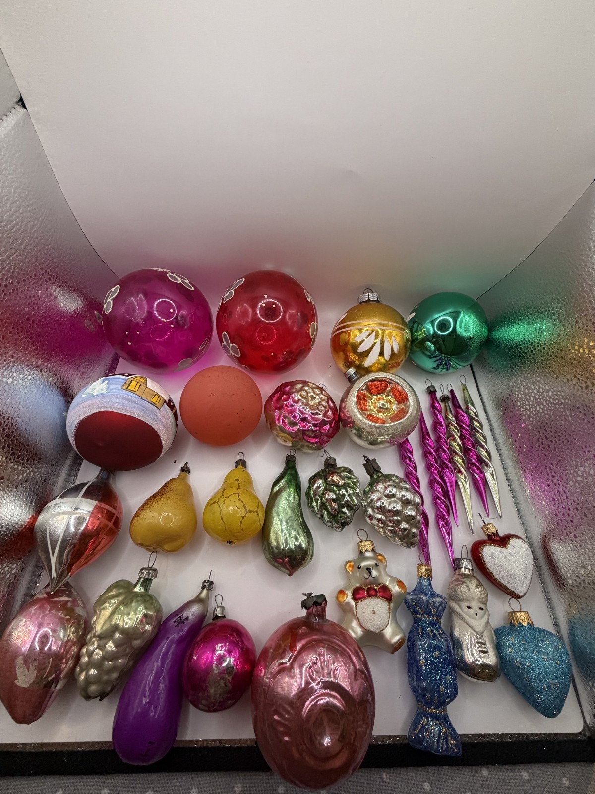 Lot 30 — Vintage Soviet Christmas Tree Ornaments Glass Baubles Figures 30 pcs