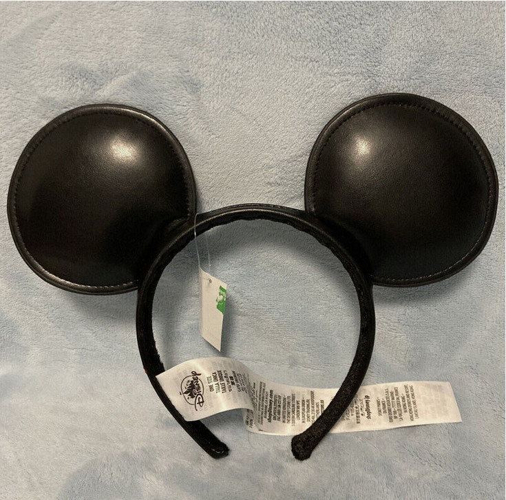 Genuine Disney Mickey Mouse Solid Black Faux Leather Ear Headband 2024 Hot Genuine Disney Mickey Mouse Solid Black Faux Leather Ear Headband 2024 Hot