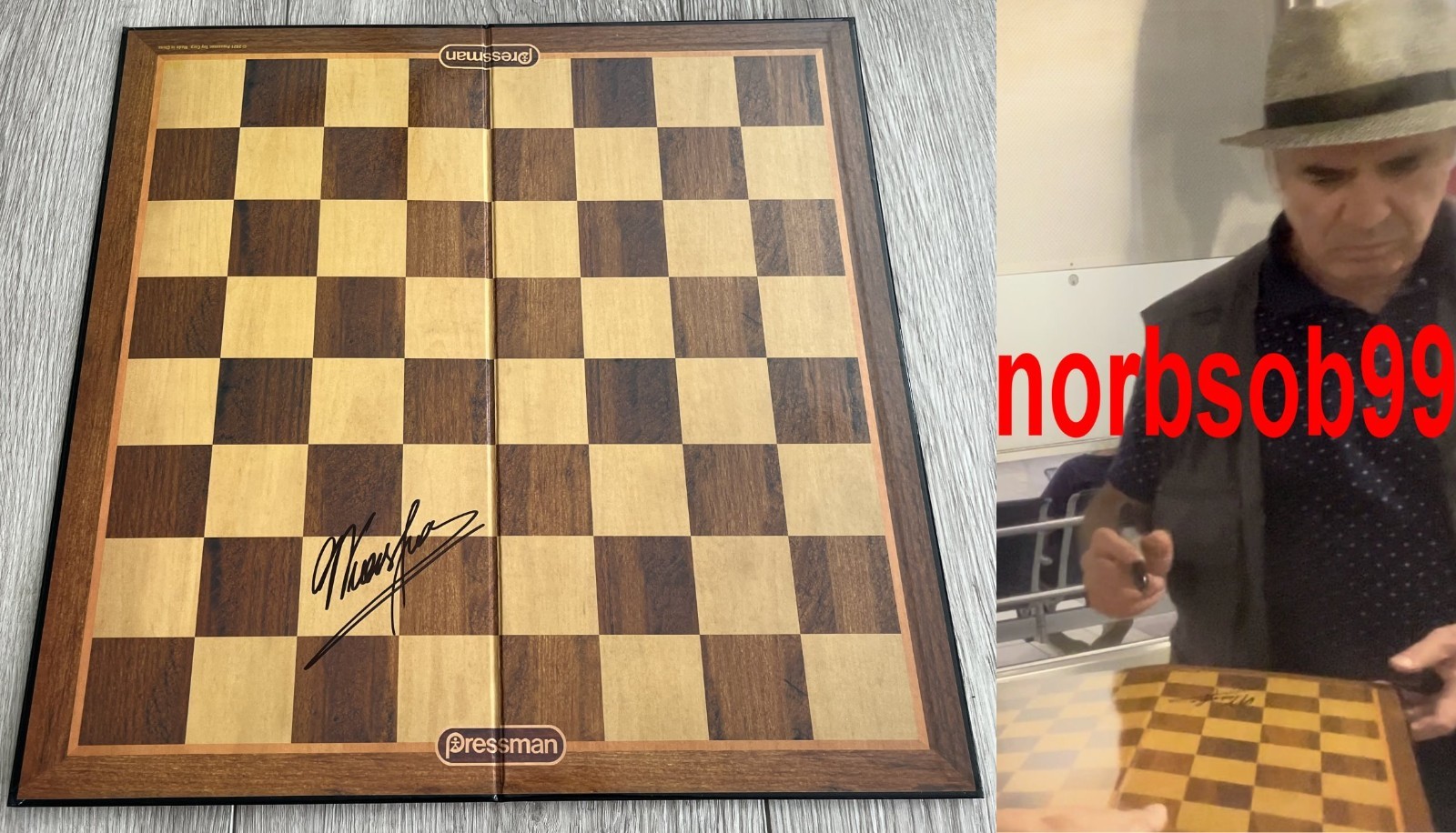 GARRY KASPAROV WORLD CHAMPION GRANDMASTER SIGNED CHESS BOARD w/PROOF BECKETT COA GARRY KASPAROV WORLD CHAMPION GRANDMASTER SIGNED CHESS BOARD w/PROOF BECKETT COA