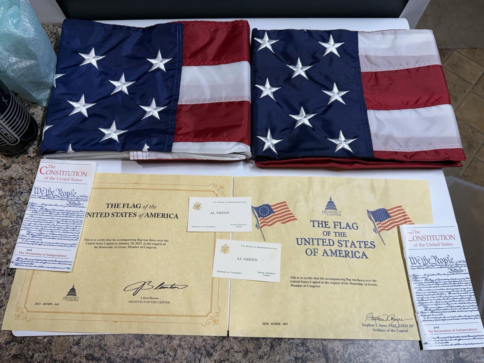 2 U.S FLAG Flown Over US Capitol Building Senator AL Green 3x5 ft 2 U.S FLAG Flown Over US Capitol Building Senator AL Green 3x5 ft