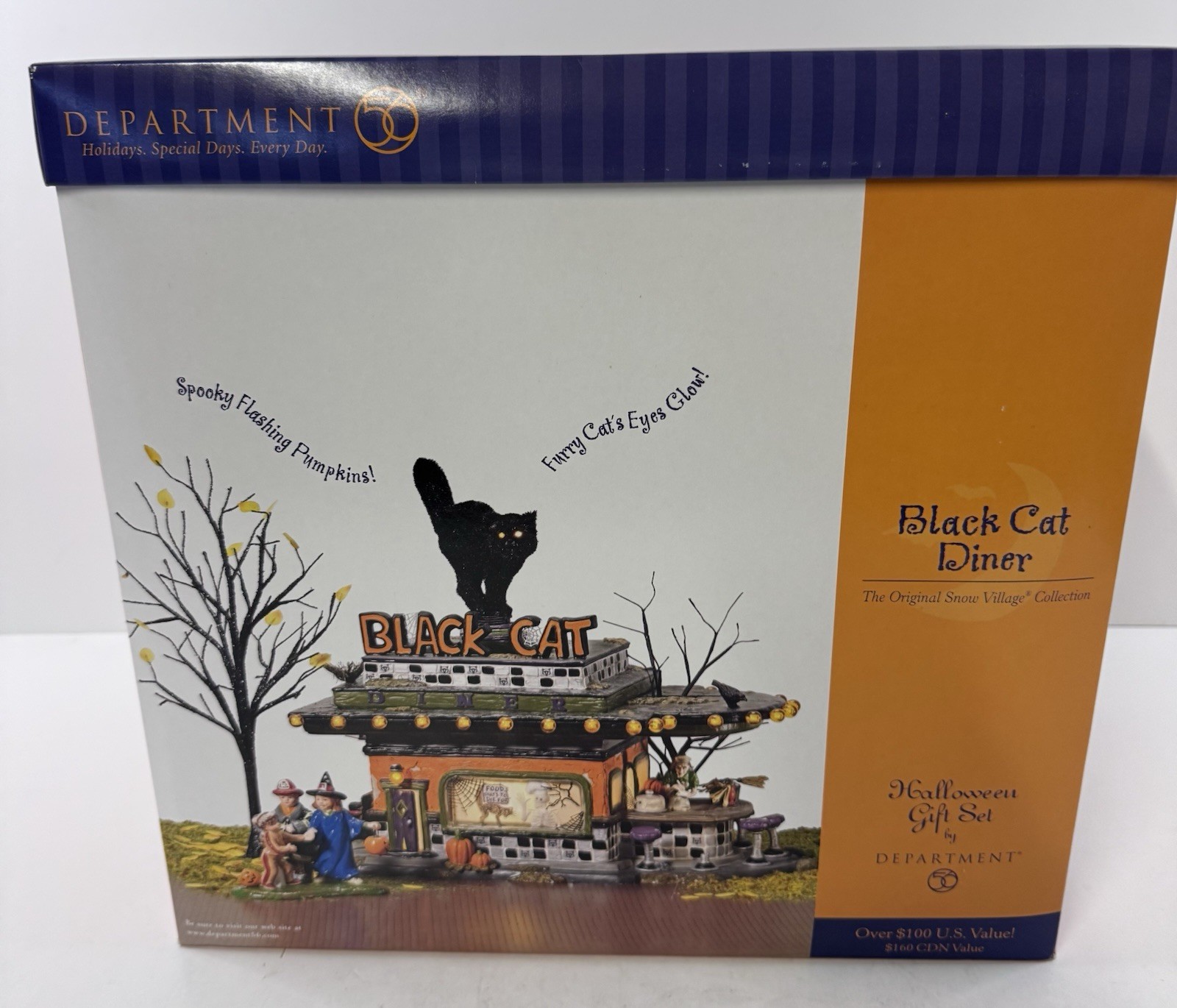 Dept 56 Halloween Black Cat Diner Gift Set 2002 with Original Box New Dept 56 Halloween Black Cat Diner Gift Set 2002 with Original Box New