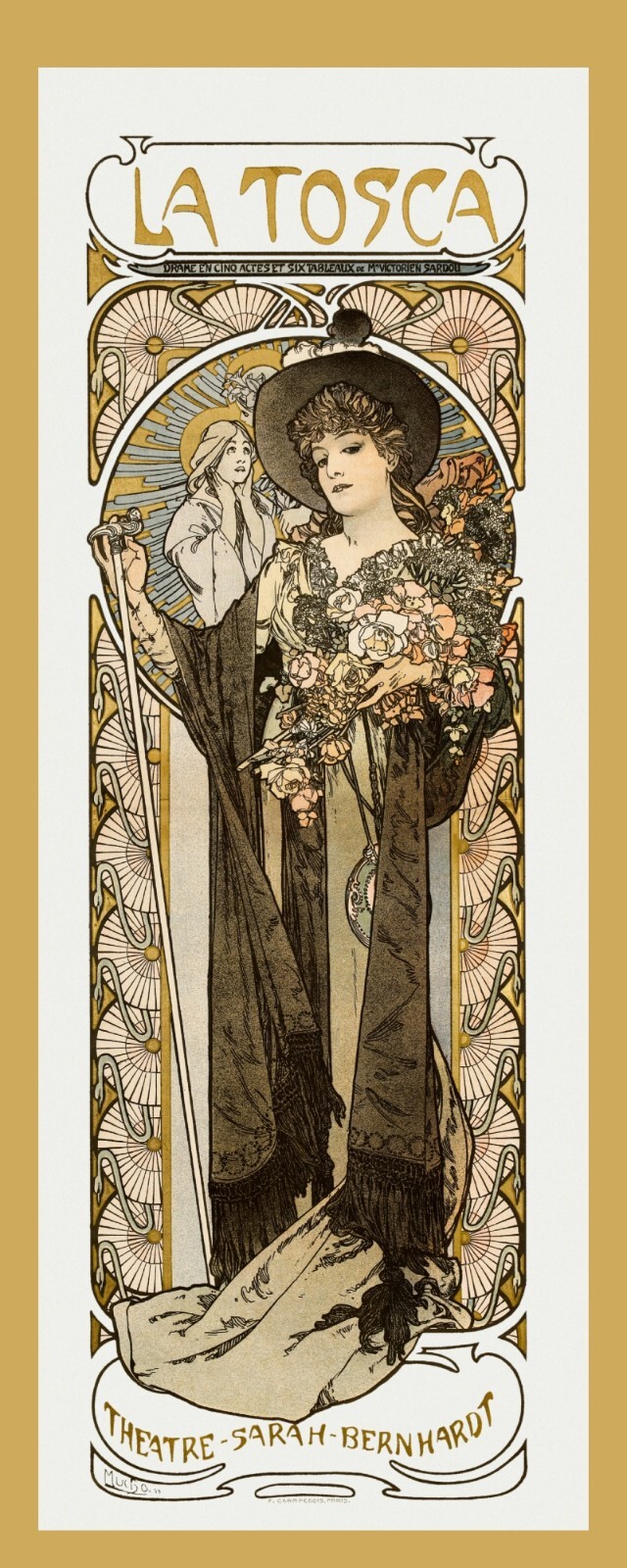 Sarah Bernhardt - La Tosca- Alphonse Mucha Art - Laminated Bookmark - 2.5 x 6 in Sarah Bernhardt - La Tosca- Alphonse Mucha Art - Laminated Bookmark - 2.5 x 6 in