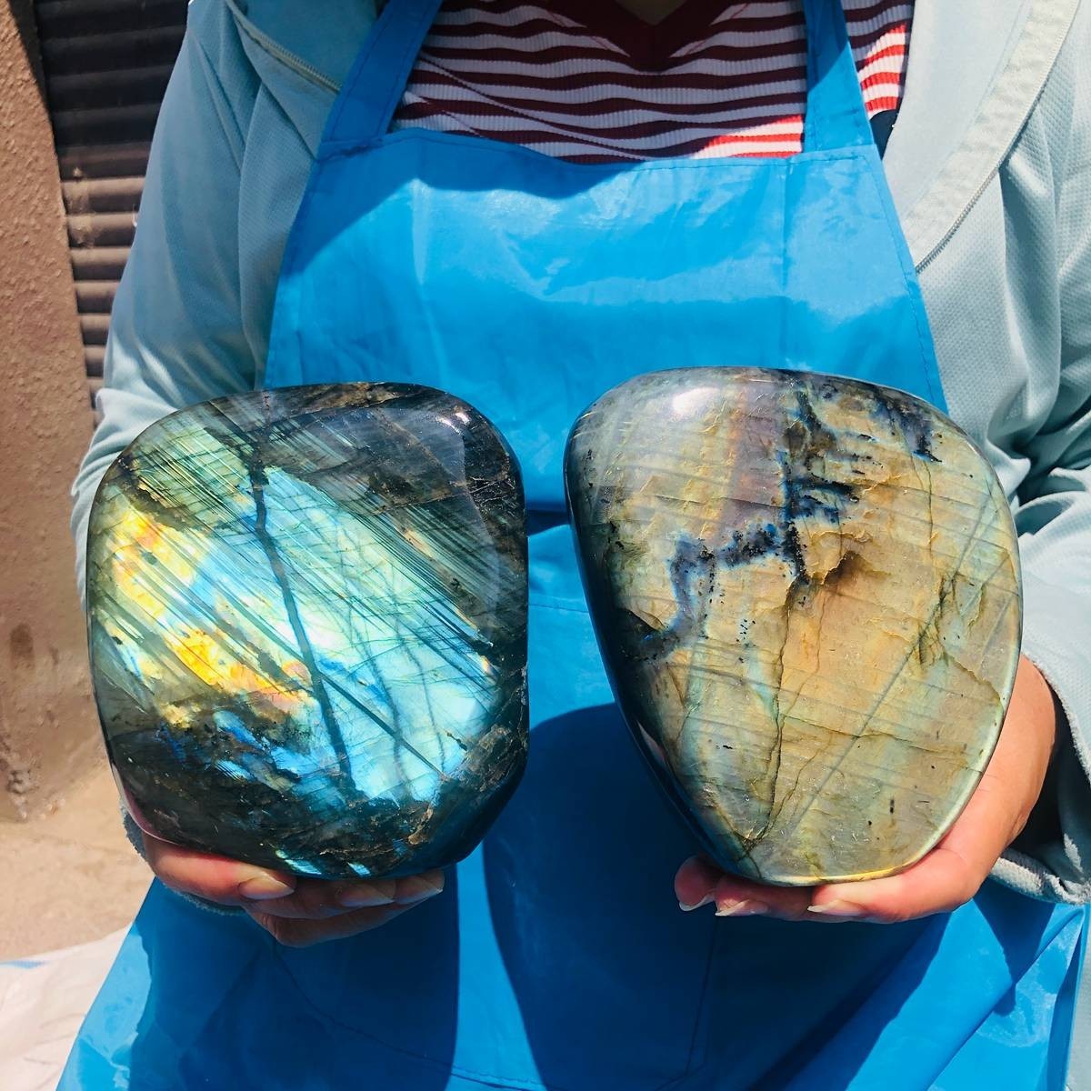 2pcs 6.71LB Natural Gorgeous Labradorite Quartz Crystal Specimen Healing  6457