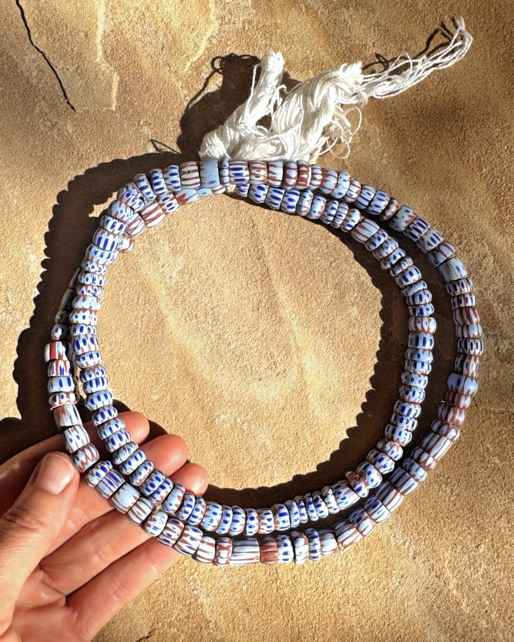 Antique Venetian Glass Awale Chevron Beads Large 30\ Antique Venetian Glass Awale Chevron Beads Large 30\