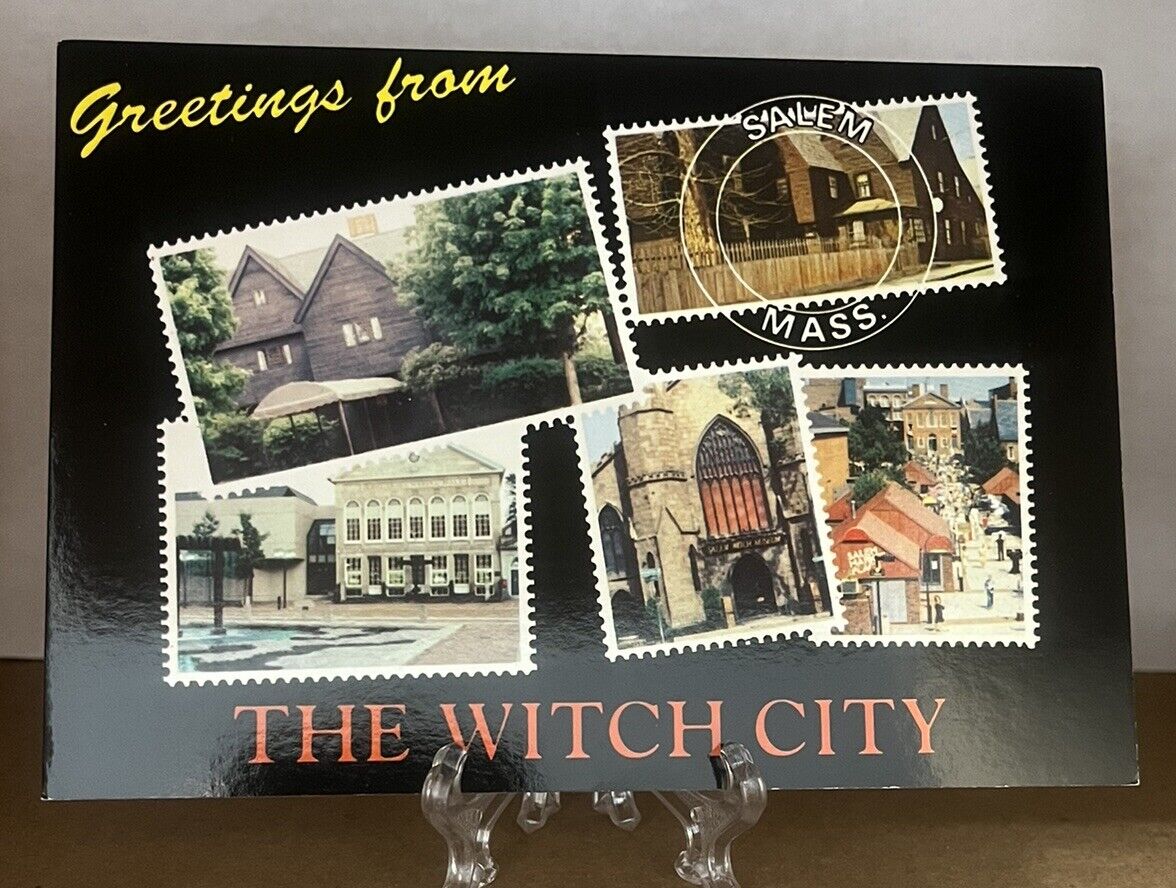 Greetings From The Witch City Postage Stamp Views, Salem, Massachusetts Postcard