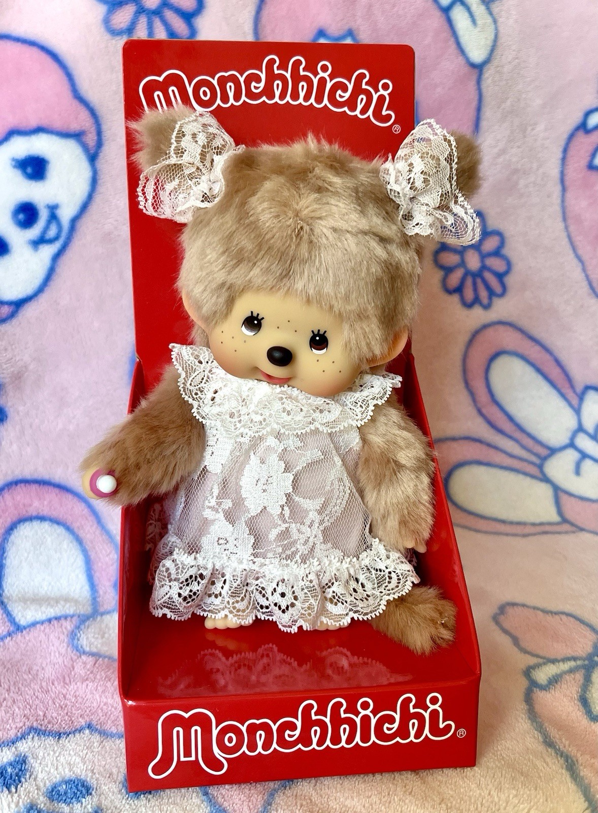 Sekiguchi Monchhichi~ Beige Girl w/ White Lace Dress 8 Sekiguchi Monchhichi~ Beige Girl w/ White Lace Dress 8