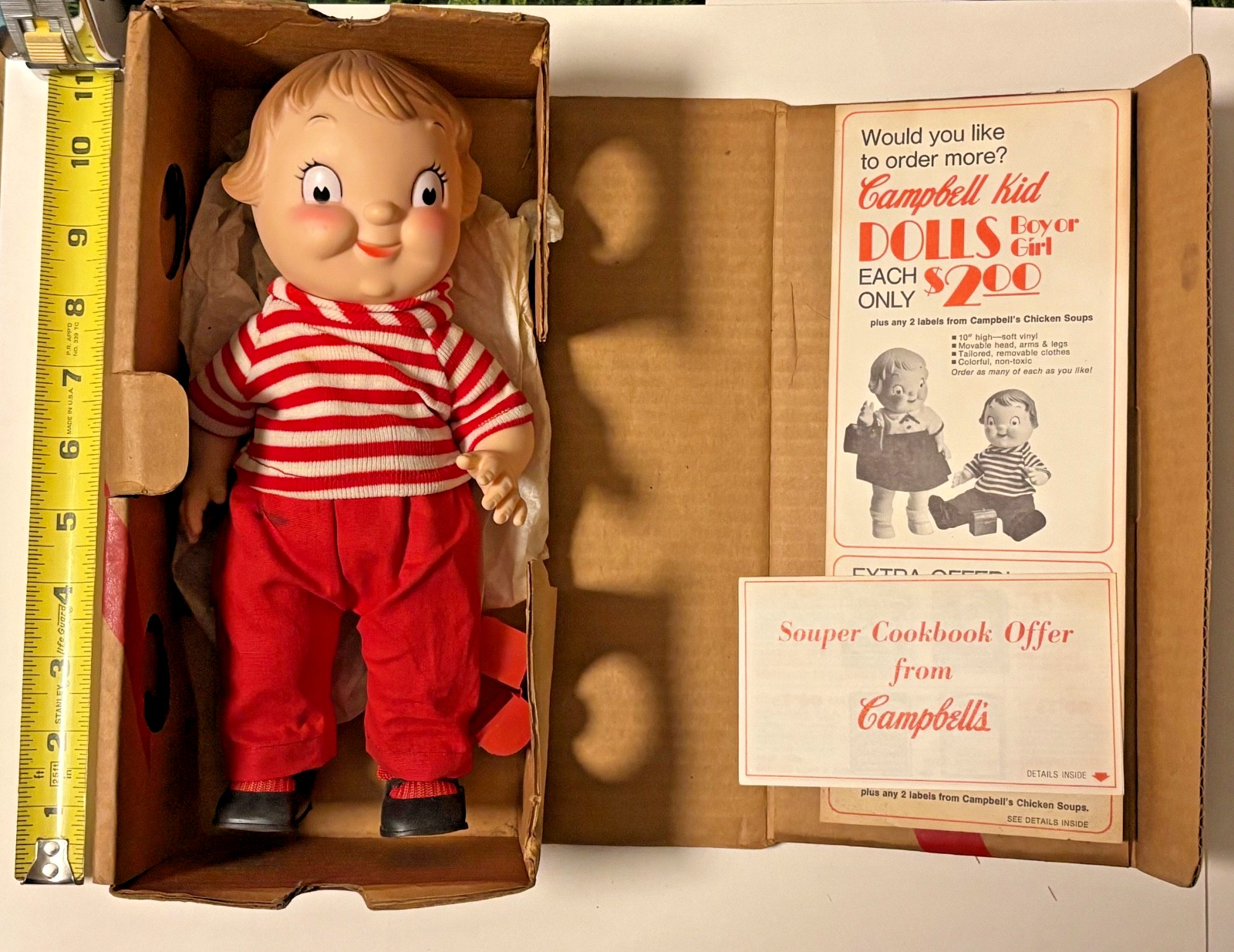 1970s VINTAGE CAMPBELL'S SOUP KIDS 10-INCH BOY DOLL MIB WITH PAPERS &LUNCHBOX 1970s VINTAGE CAMPBELL'S SOUP KIDS 10-INCH BOY DOLL MIB WITH PAPERS &LUNCHBOX