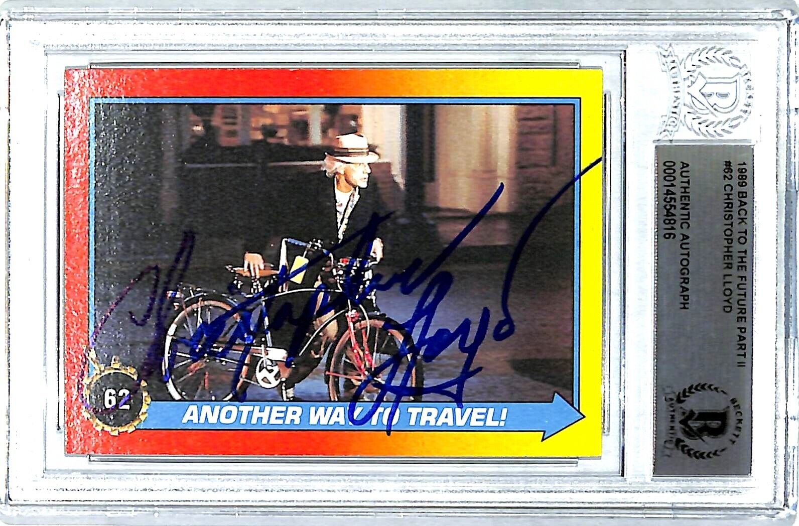 1989 Topps Back To The Future 2 CHRISTOPHER LLOYD Signed Card #62 BAS Slabbed