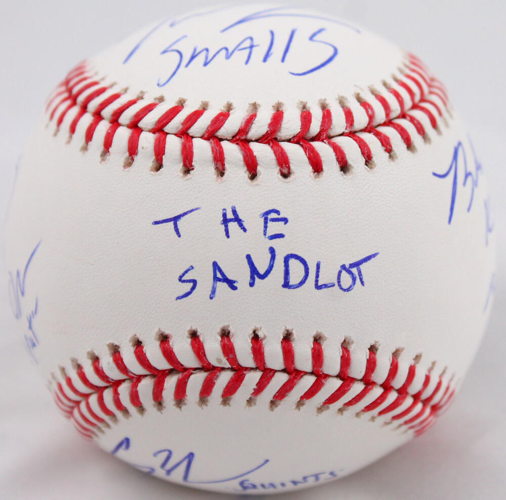 The Sandlot Autographed OML Baseball w/ 7 Actors- Beckett W Hologram *Blue