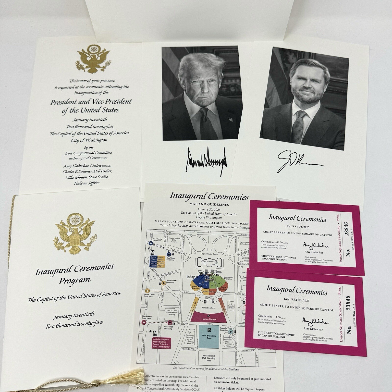 2025 Donald Trump Inauguration Invitation & Program Packet - (2) Pink Ticket Lot 2025 Donald Trump Inauguration Invitation & Program Packet - (2) Pink Ticket Lot