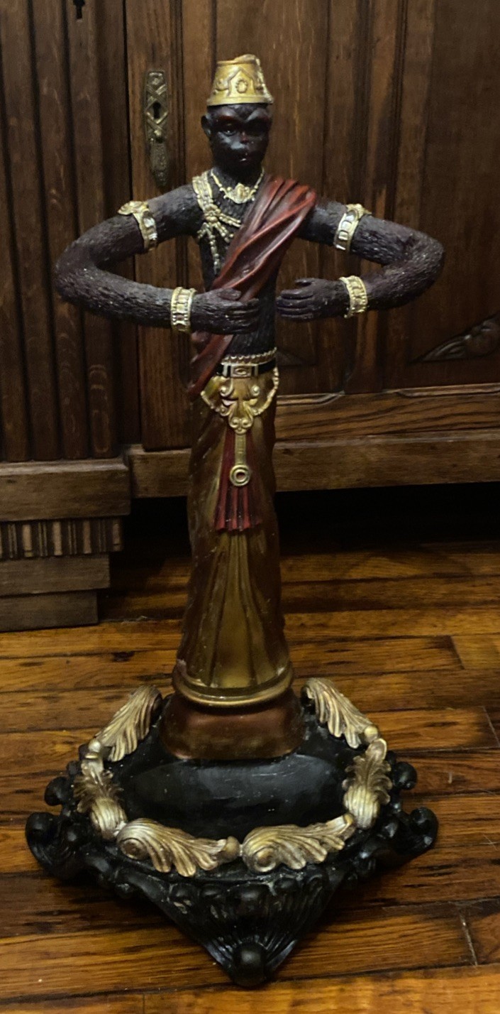 VTG Hollywood Regency Venetian Style Polychrome Monkey Butler Valet Stand 24