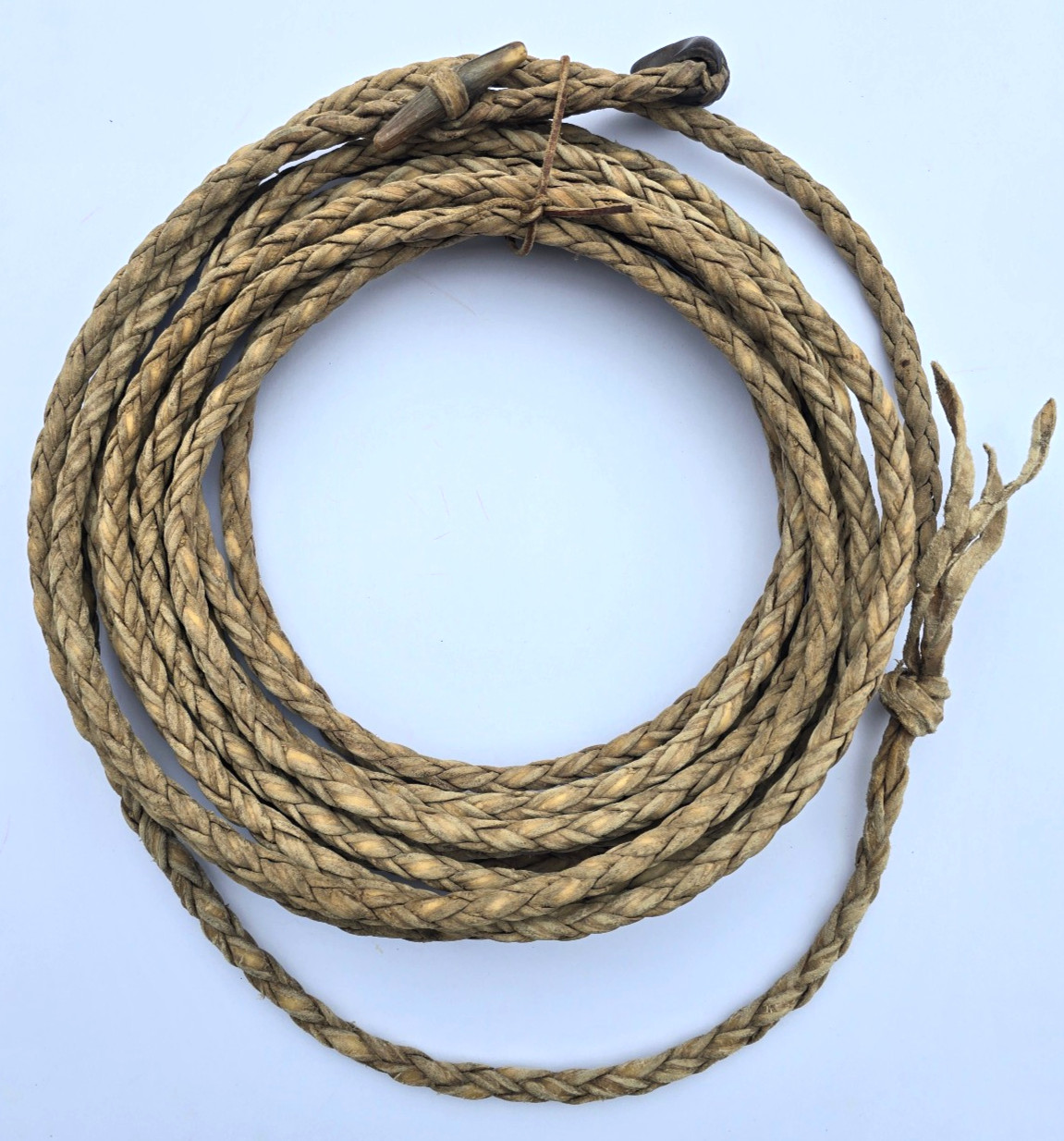 Vintage Western Handmade Cowboy Rawhide Reata / Approx. 30 ft. Long / Bone End Vintage Western Handmade Cowboy Rawhide Reata / Approx. 30 ft. Long / Bone End
