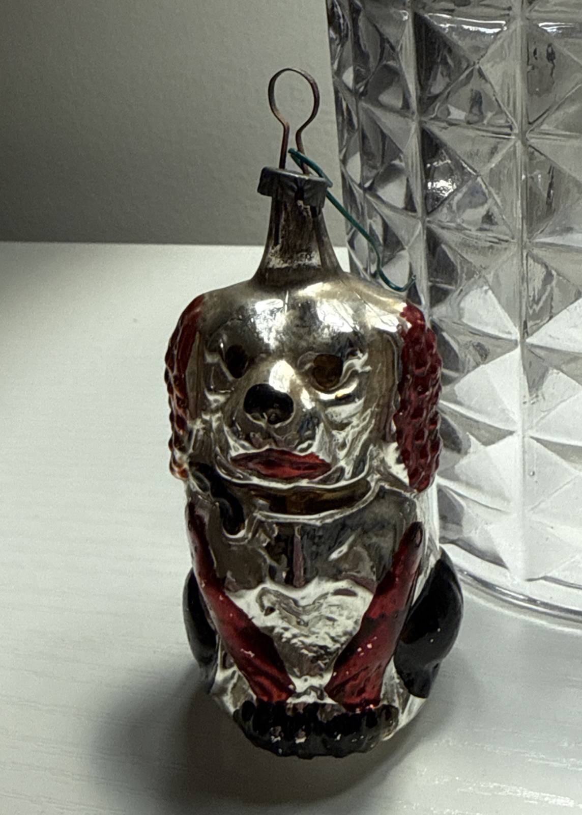 Antique German Mercury Blown Glass Sitting Spaniel Dog Christmas Ornament 3
