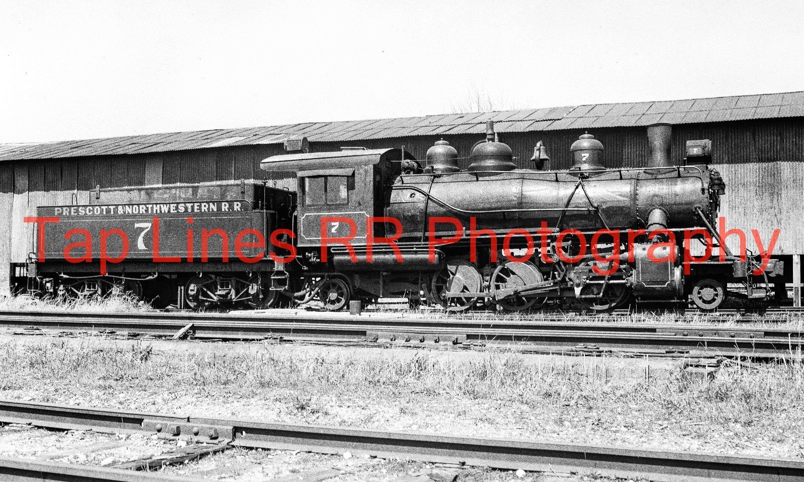 Prescott & Northwestern RR #7 Prescott AR 9-1949 James Bowie 2-6-2 New 5x8 Photo