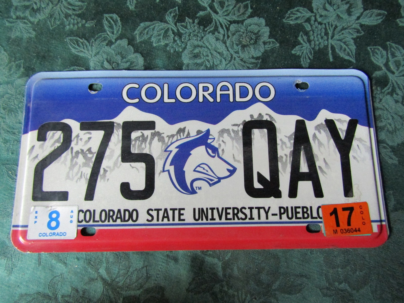 2017 Colorado State University Pueblo License Plate 275 QAY,  CSU, Thunderwolves