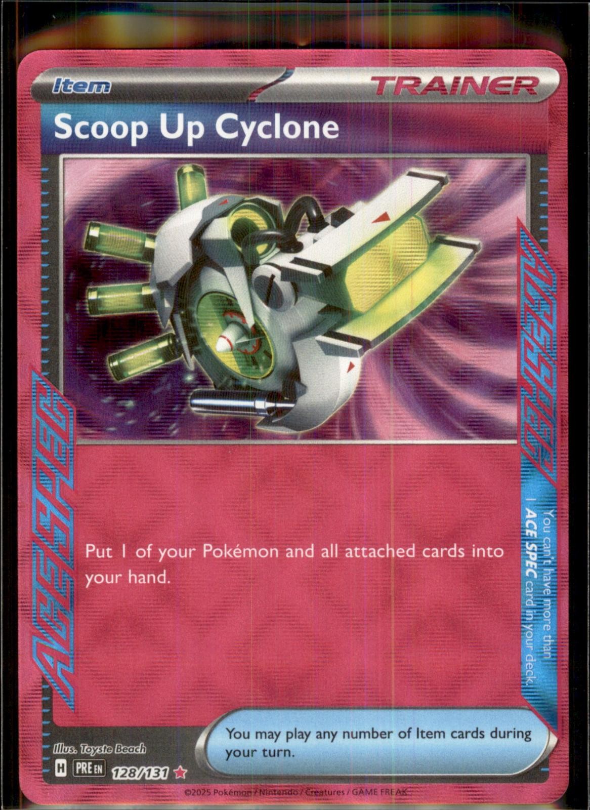 Scoop Up Cyclone 128/131 ACE SPEC Prismatic Evolutions Pokemon Holo Near Mint Scoop Up Cyclone 128/131 ACE SPEC Prismatic Evolutions Pokemon Holo Near Mint