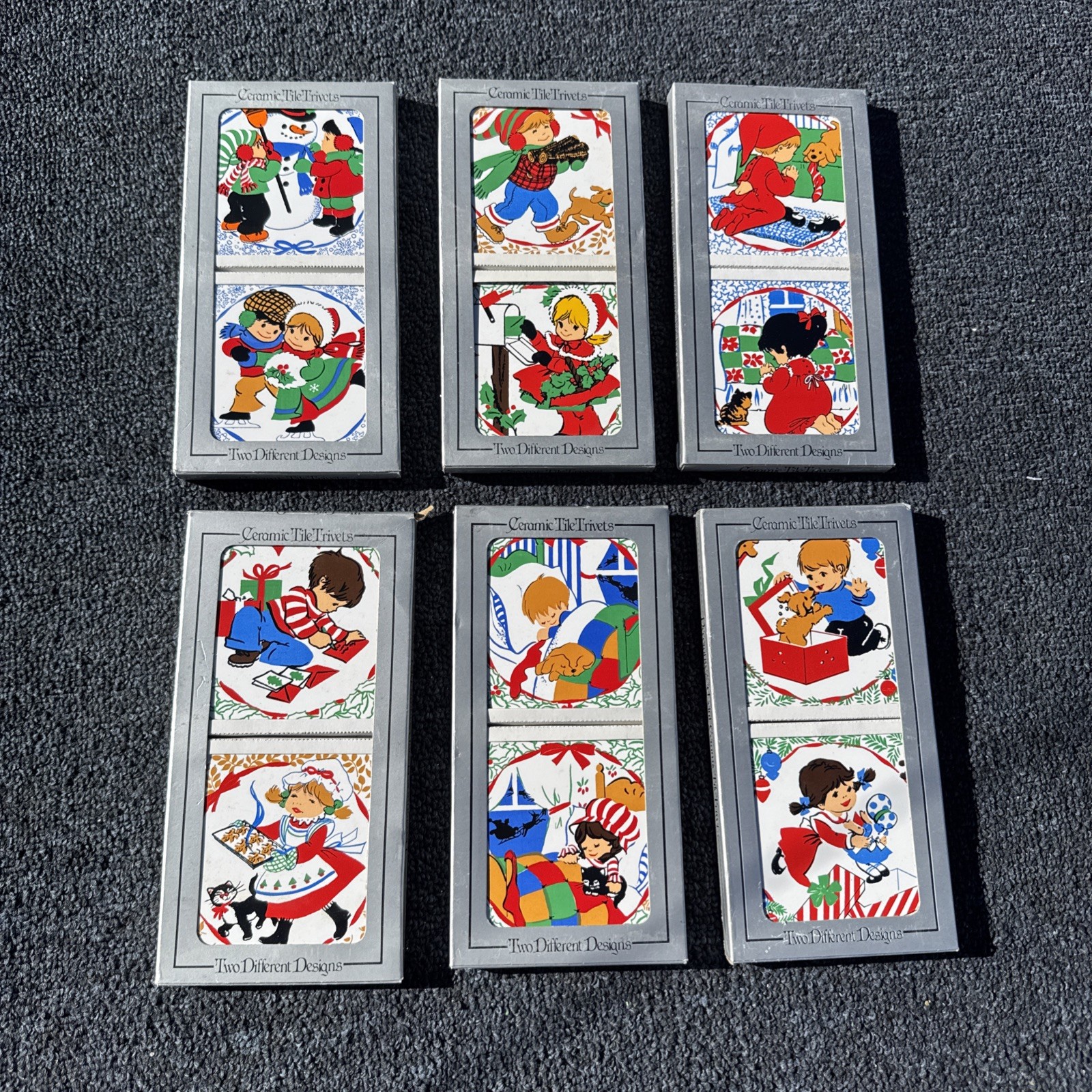 12 Vintage JASCO Christmas Ceramic Tile Trivets 12 Vintage JASCO Christmas Ceramic Tile Trivets