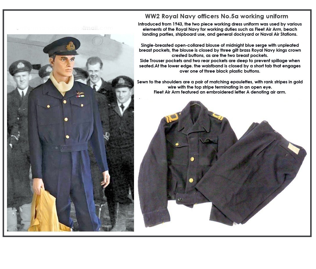 WW2 Royal Navy 5a officers uniform set jacket and trousers serge aka battledress WW2 Royal Navy 5a officers uniform set jacket and trousers serge aka battledress
