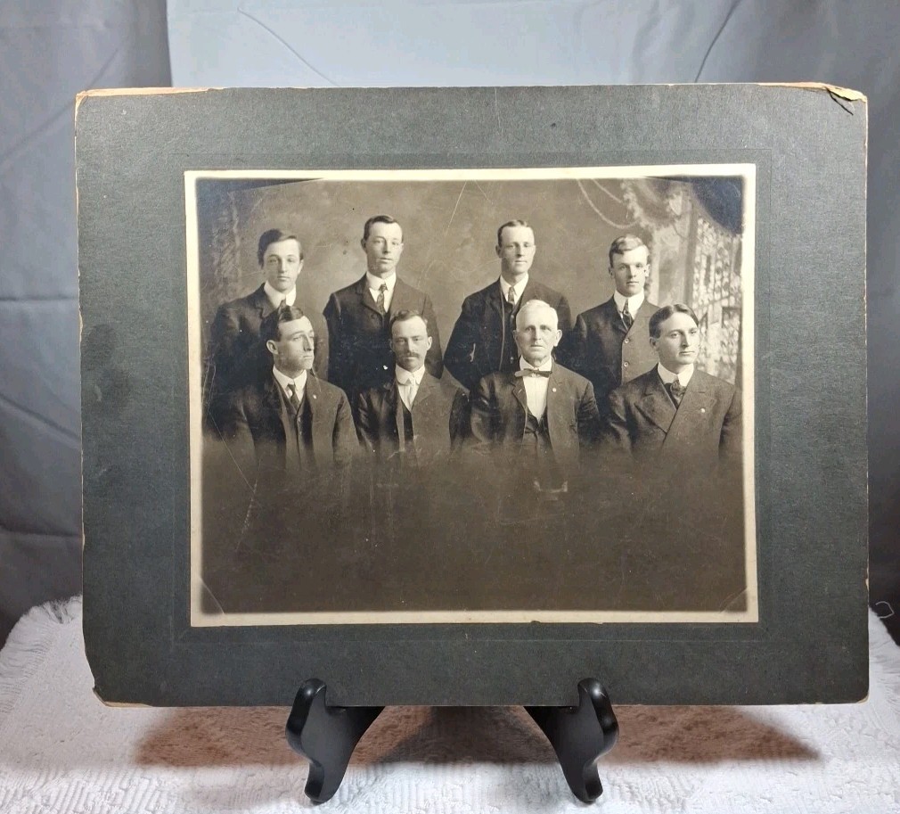 Early 1900s Antique Large Mounted Photograph Formal Men’s Group Portrait... Early 1900s Antique Large Mounted Photograph Formal Men’s Group Portrait...