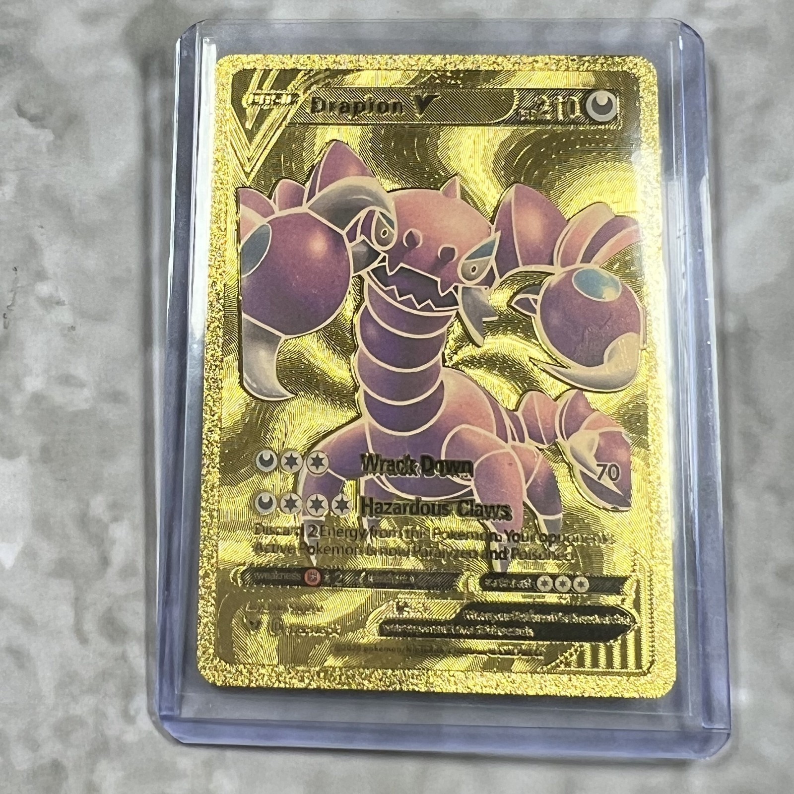 Drapion Pokemon Gold FAN ART Card Embossed Collectible 175/185