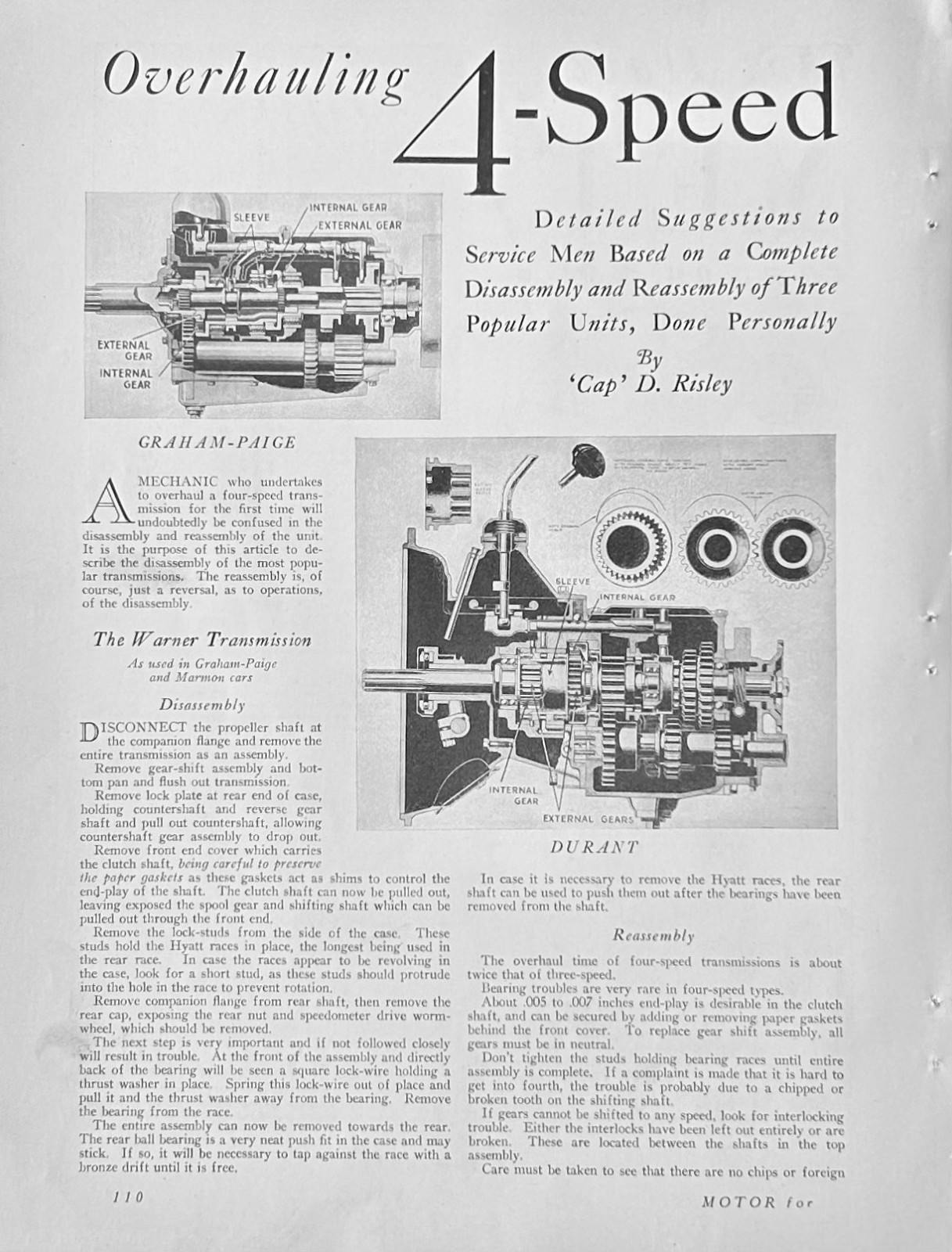 1930 Report Overhauling 4-Speed Transmissions Durant Chrysler Graham Paige 1930 Report Overhauling 4-Speed Transmissions Durant Chrysler Graham Paige