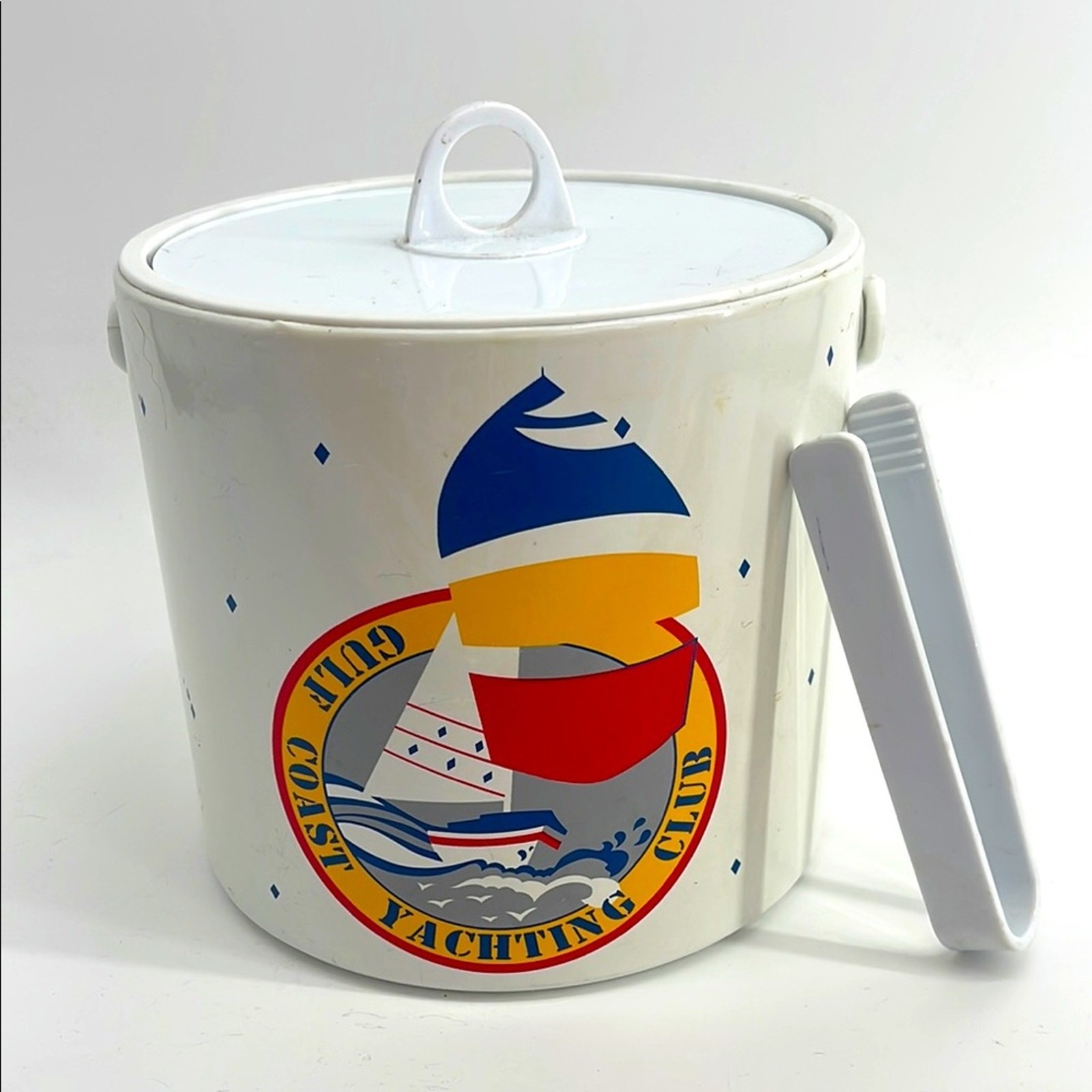 Vintage MCM Gulf Coast Yachting Club insulated barware handle ice bucket Vintage MCM Gulf Coast Yachting Club insulated barware handle ice bucket
