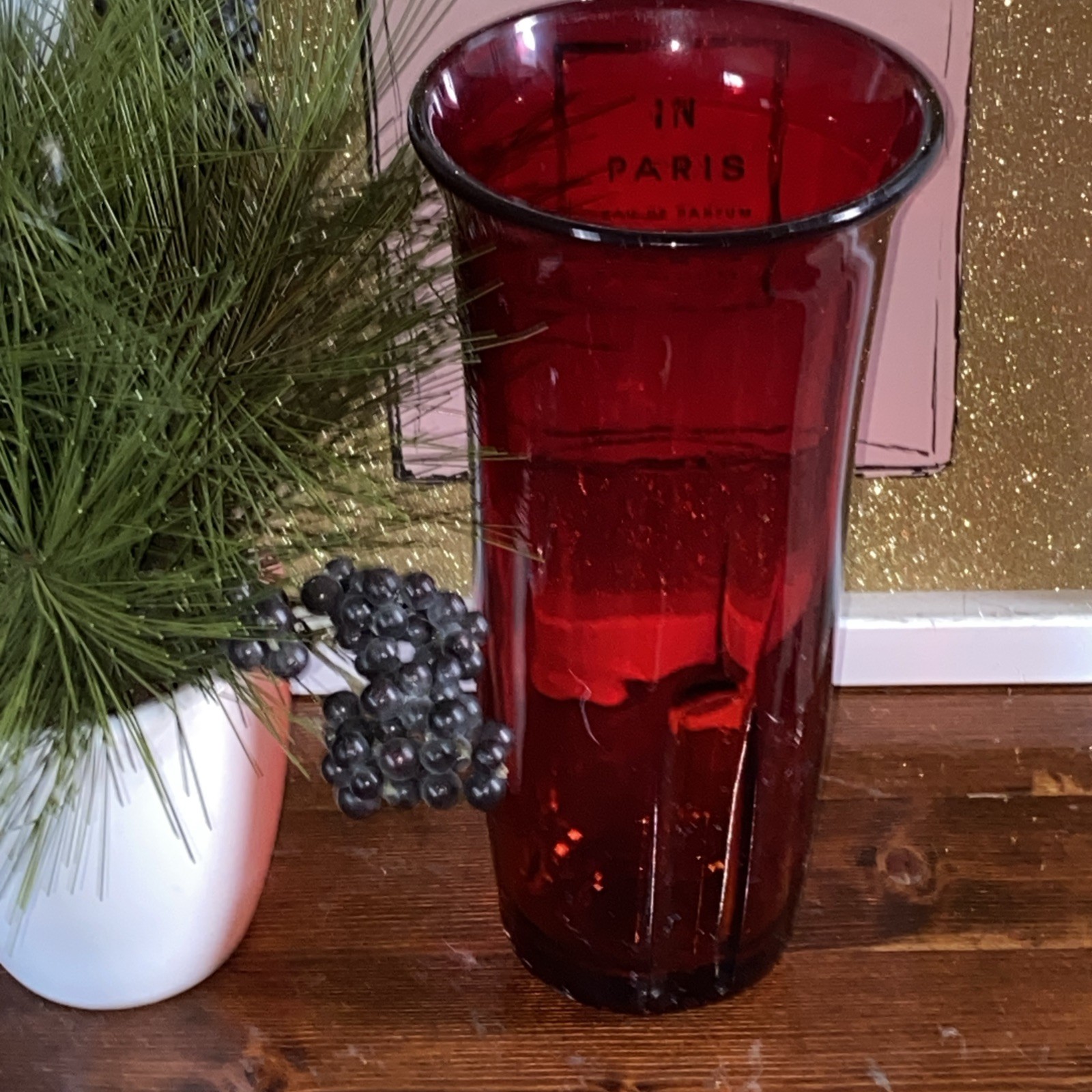 Vintage Antique Red Glass Globe 9.5” ht. Real Red Glass For A Sanctuary Lamp