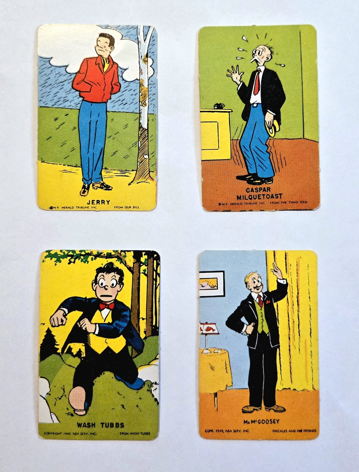 (4) Vintage 1949 NY Herald & NEA Service Comic Cards Newspaper Enterprise Assoc. (4) Vintage 1949 NY Herald & NEA Service Comic Cards Newspaper Enterprise Assoc.