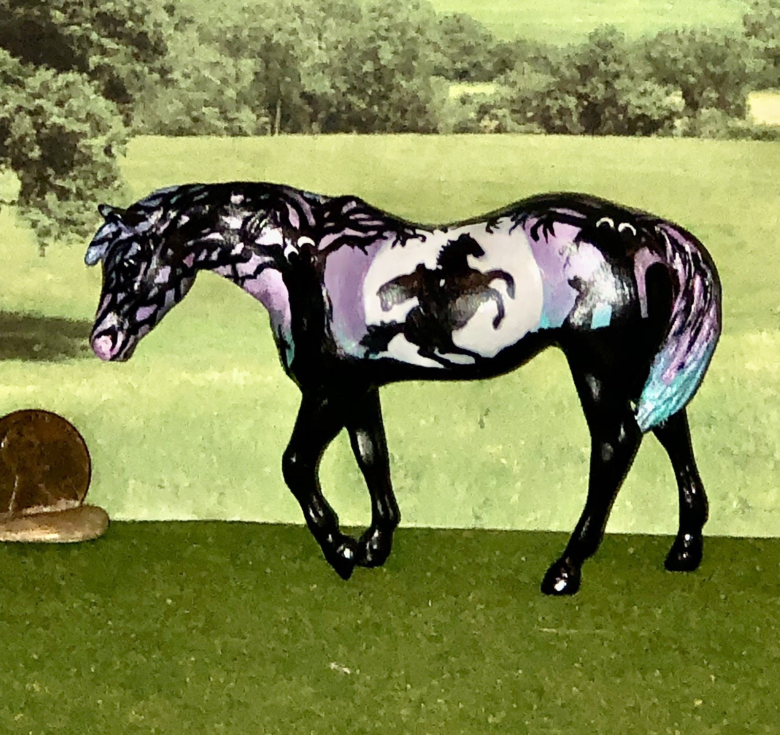 OOAK Breyer cm Custom Stablemate Halloween Horse Indian Pony* HeadlessHorseman * OOAK Breyer cm Custom Stablemate Halloween Horse Indian Pony* HeadlessHorseman *