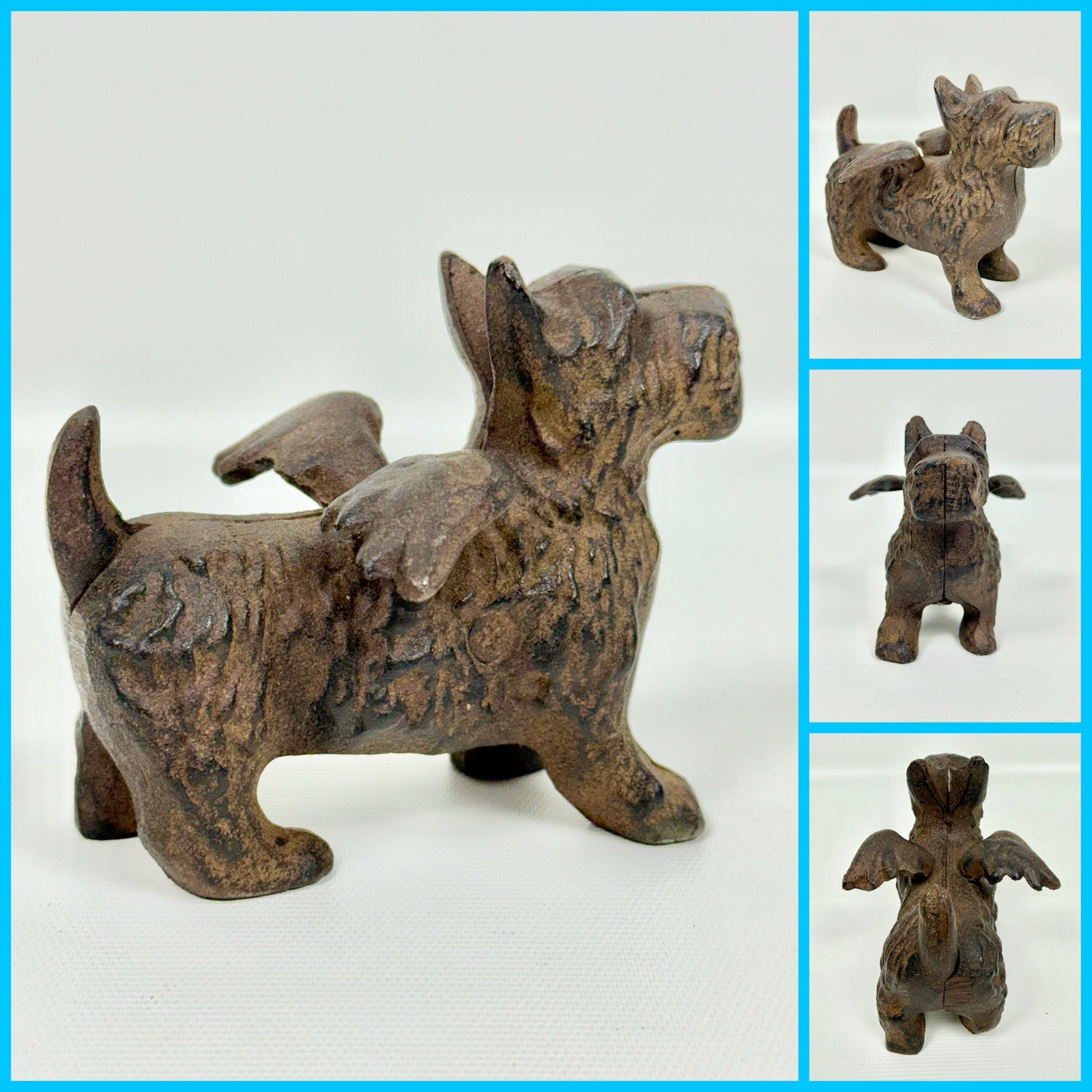 4.5 Antique Early 1900s Cast Iron WINGED SCOTTISH TERRIER Dog Statue Paperweight 4.5 Antique Early 1900s Cast Iron WINGED SCOTTISH TERRIER Dog Statue Paperweight