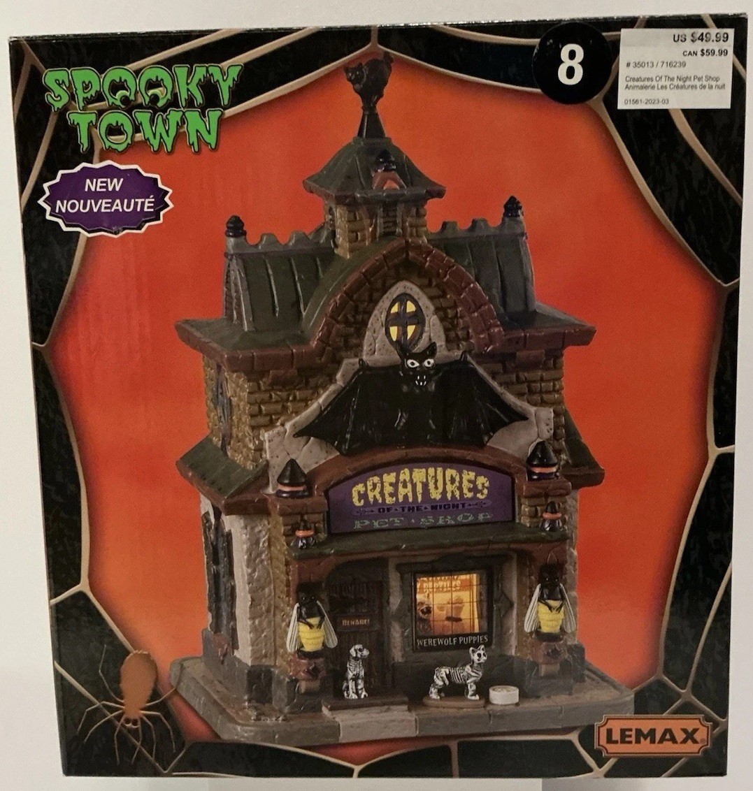 LEMAX SPOOKY TOWN CREATURES OF THE NIGHT PET SHOP HALLOWEEN LIGHTED VILLAGE NEW