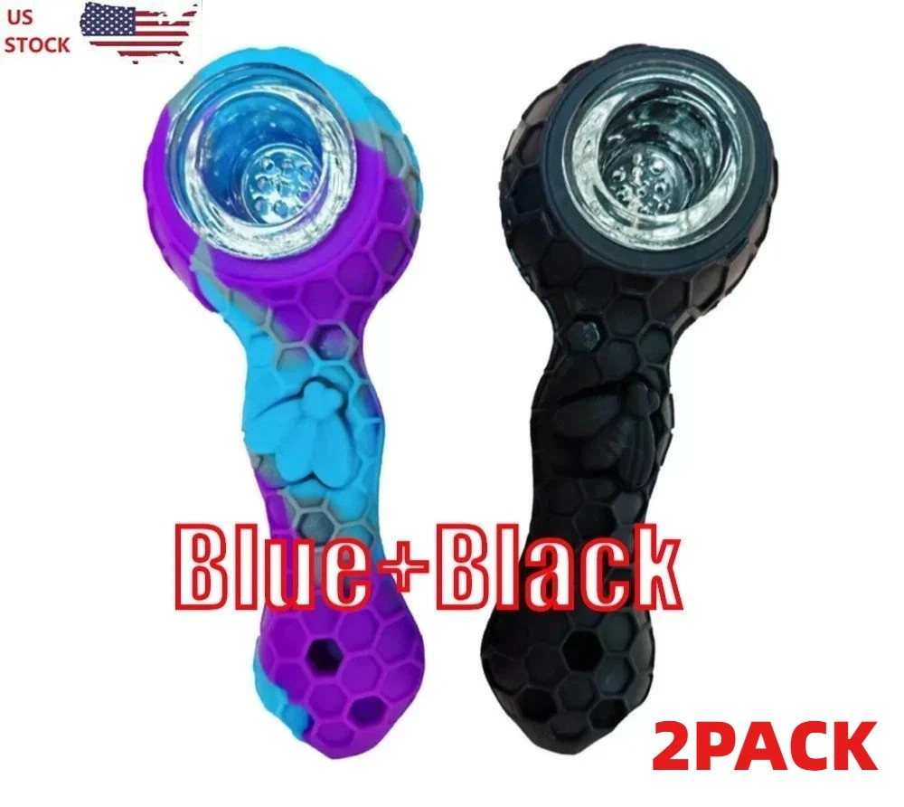 2pcs Smoking Pipe Glass Silicone 4.3 2pcs Smoking Pipe Glass Silicone 4.3