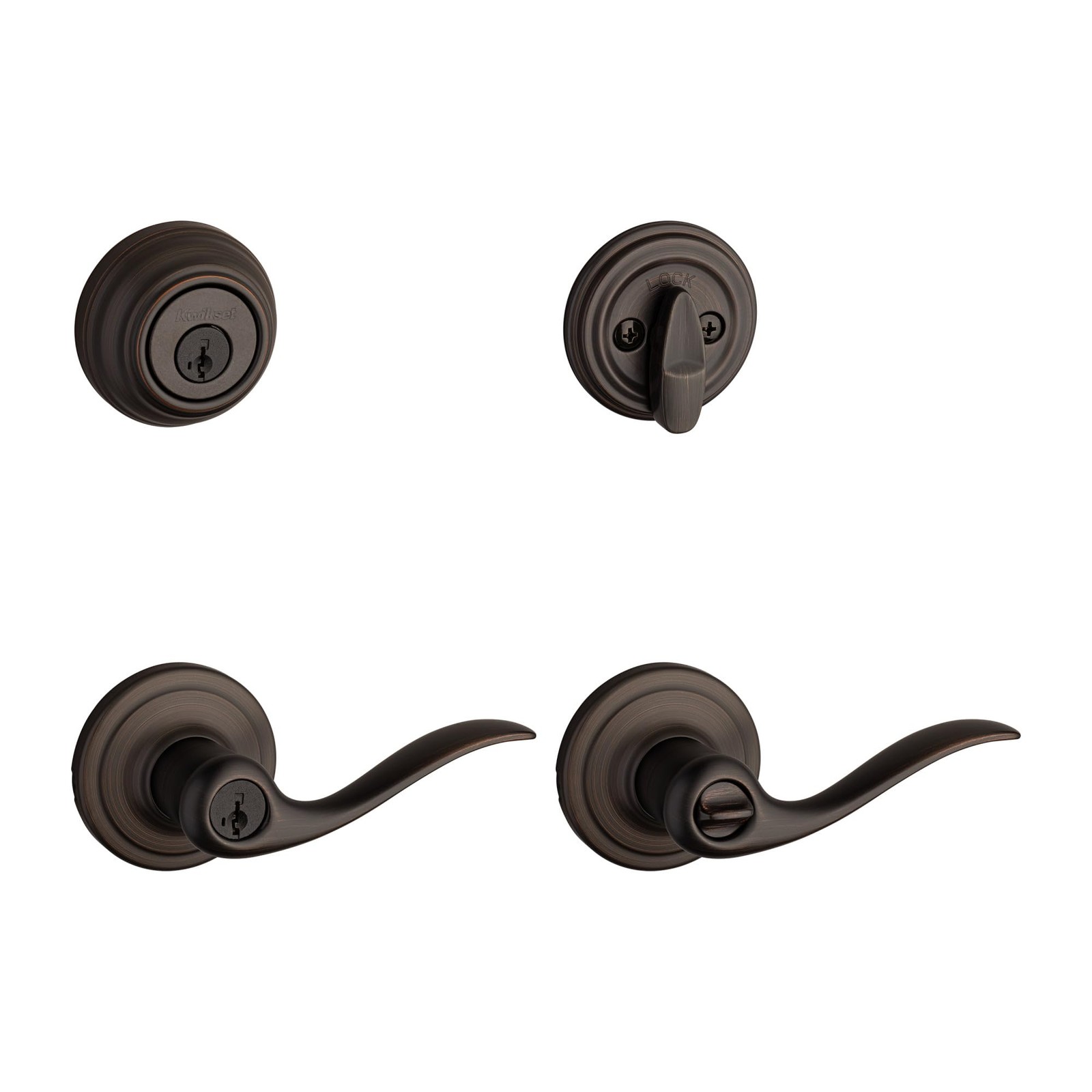 Kwikset 991 Tustin Entry Lever and Combo Pack (Pack of 1), Venetian Bronze