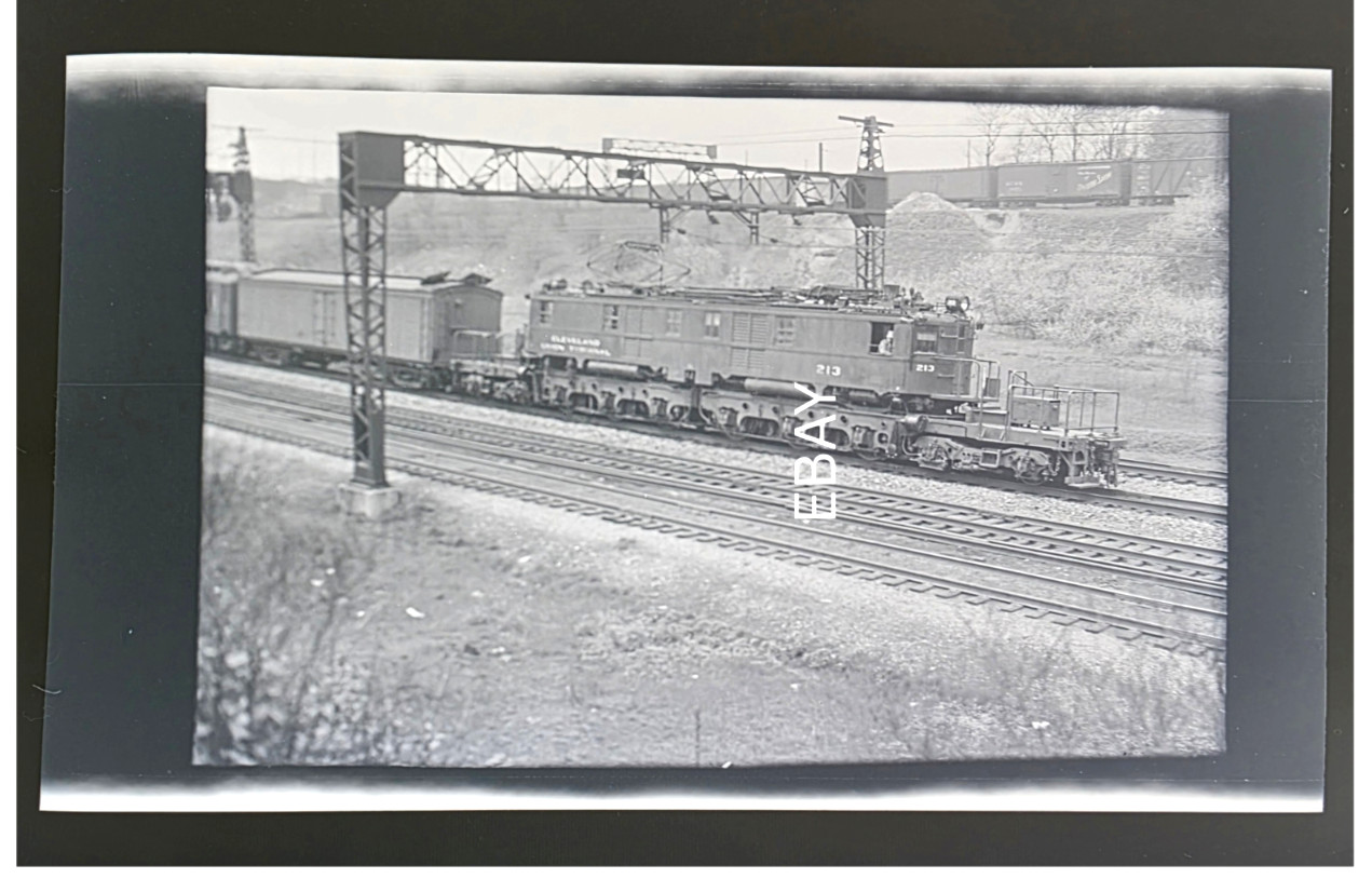 c1940s Cleveland Union Terminal NYC P-1a #213 Electric Locomotive Photo Negative