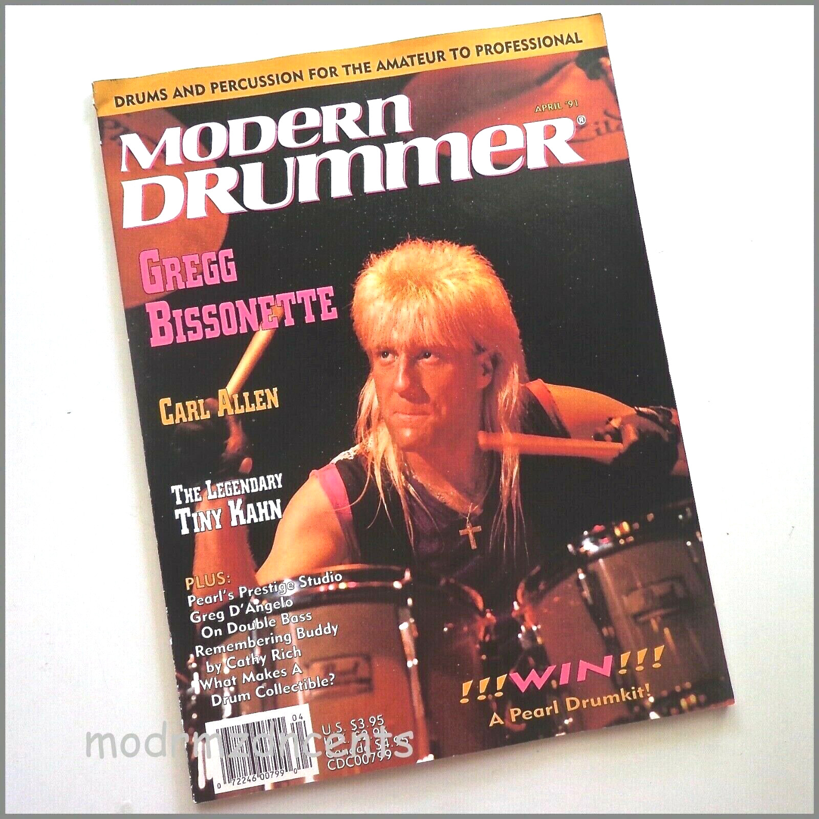 MODERN DRUMMER - April 1991 - GREGG BISSONETTE + Carl Allen Tiny Kahn Buddy Rich