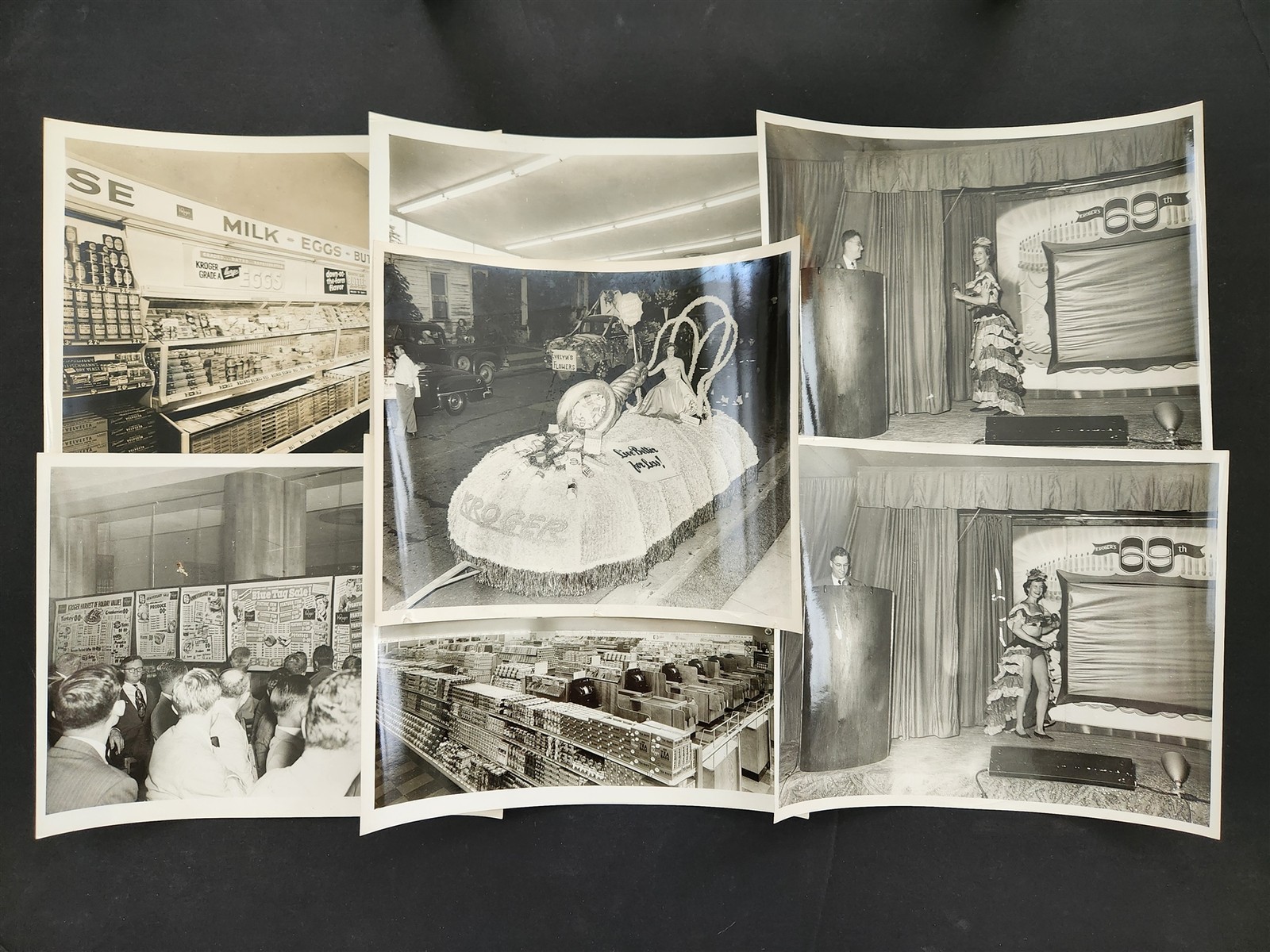 1950s vintage KROGER grocery store 7pc PHOTOGRAPHS display parade float 69th ann 1950s vintage KROGER grocery store 7pc PHOTOGRAPHS display parade float 69th ann