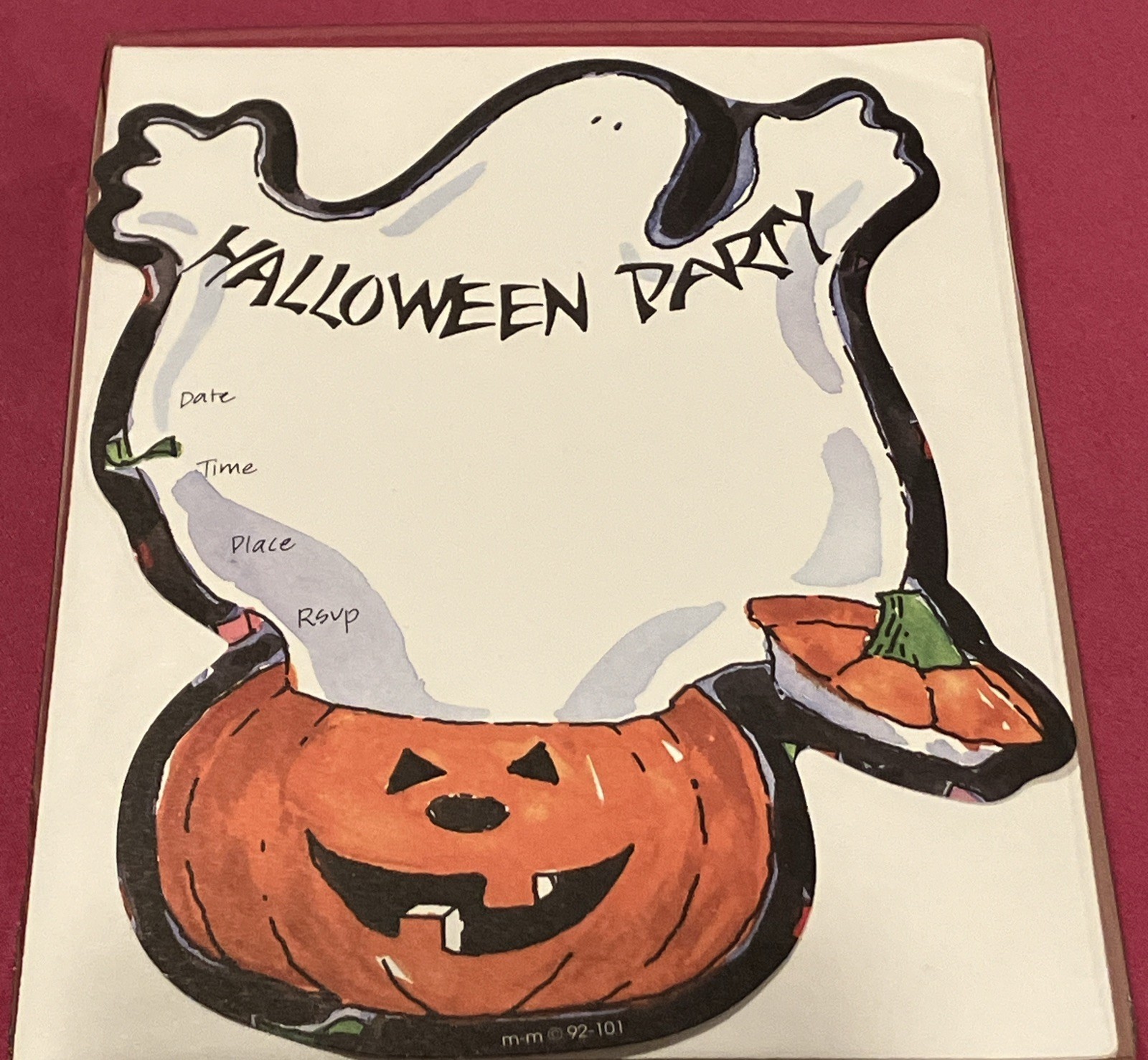 Vintage 90s NOS NEW Mara-mi HALLOWEEN DIE CUT Invitation Ghost & Pumpkin Card Vintage 90s NOS NEW Mara-mi HALLOWEEN DIE CUT Invitation Ghost & Pumpkin Card