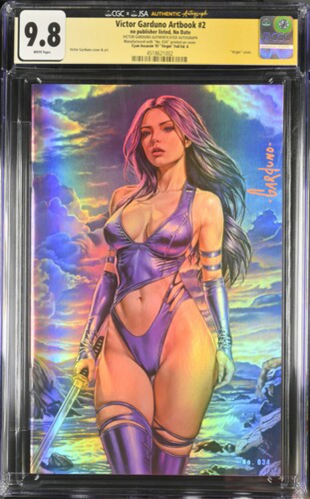 Victor Garduno Artbook #2 CGC 9.8 SS Psylocke Cyan Assassin Foil Signed Victor Garduno Artbook #2 CGC 9.8 SS Psylocke Cyan Assassin Foil Signed